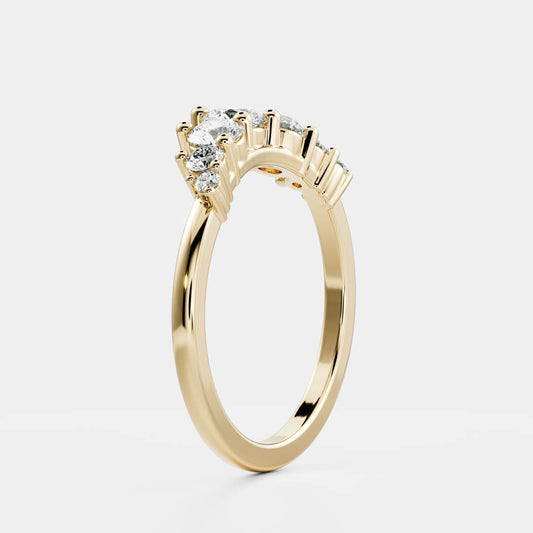 Half Eternity- 0.20 CT Oval Moissanite Wedding Band