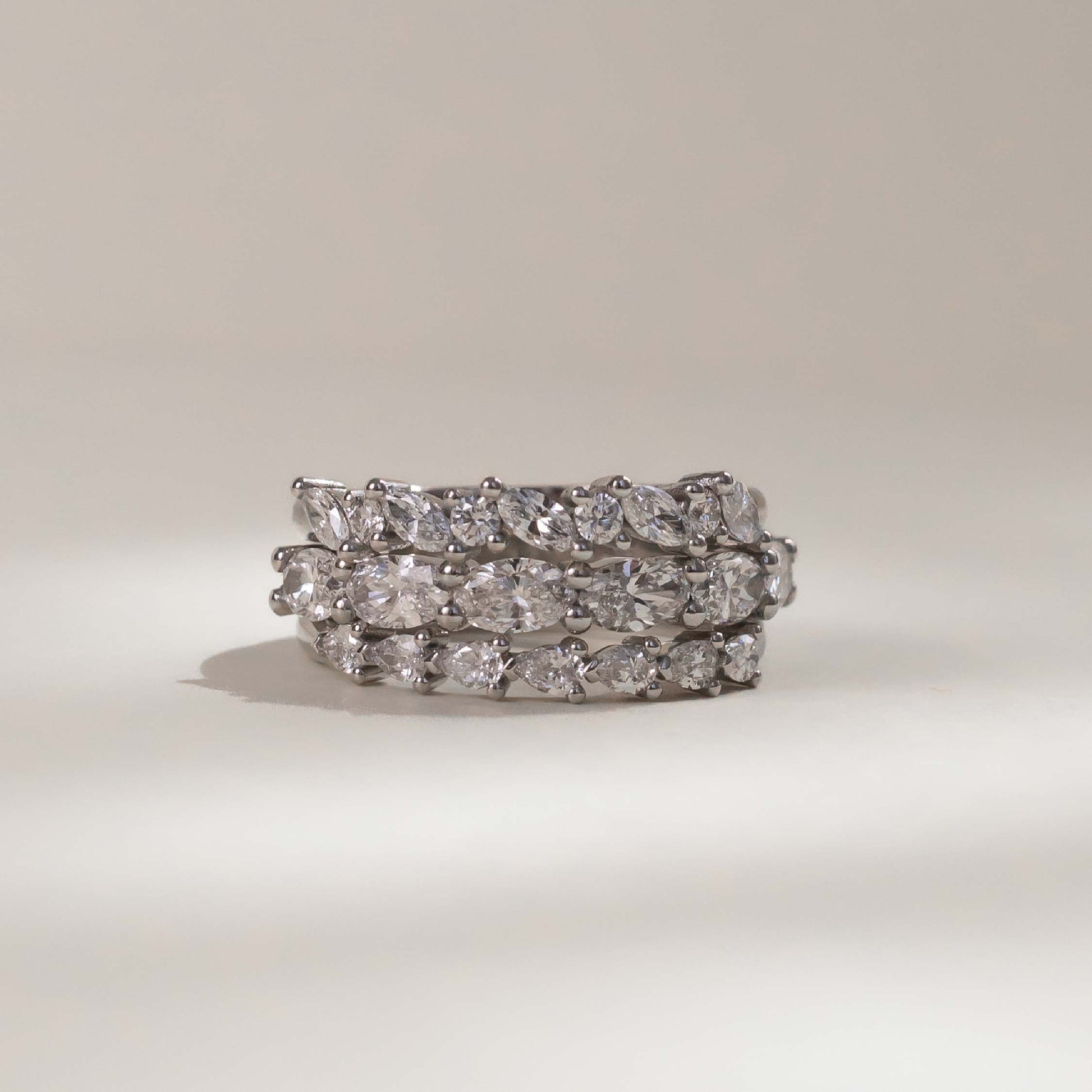Half Eternity- 0.20 CT Oval Moissanite Wedding Band