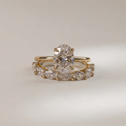 Half Eternity- 0.20 CT Oval Moissanite Wedding Band