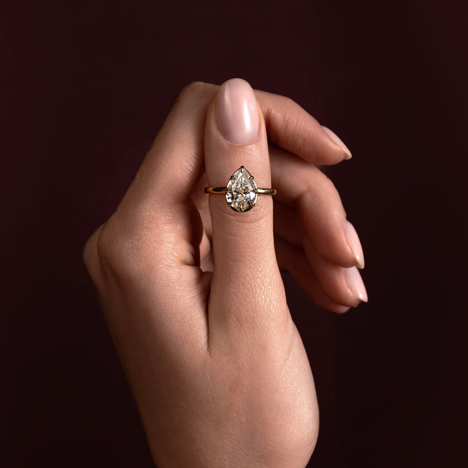 Solitaire Unique Bezel-Pear Lab Grown Diamond Engagement Ring