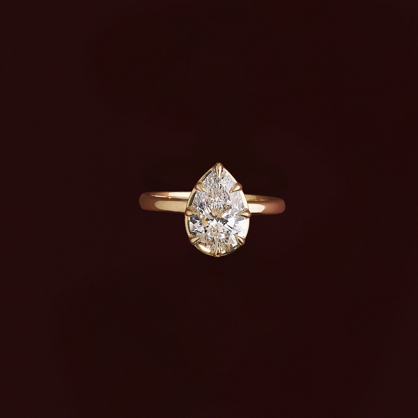 Solitaire Unique Bezel-Pear Lab Grown Diamond Engagement Ring