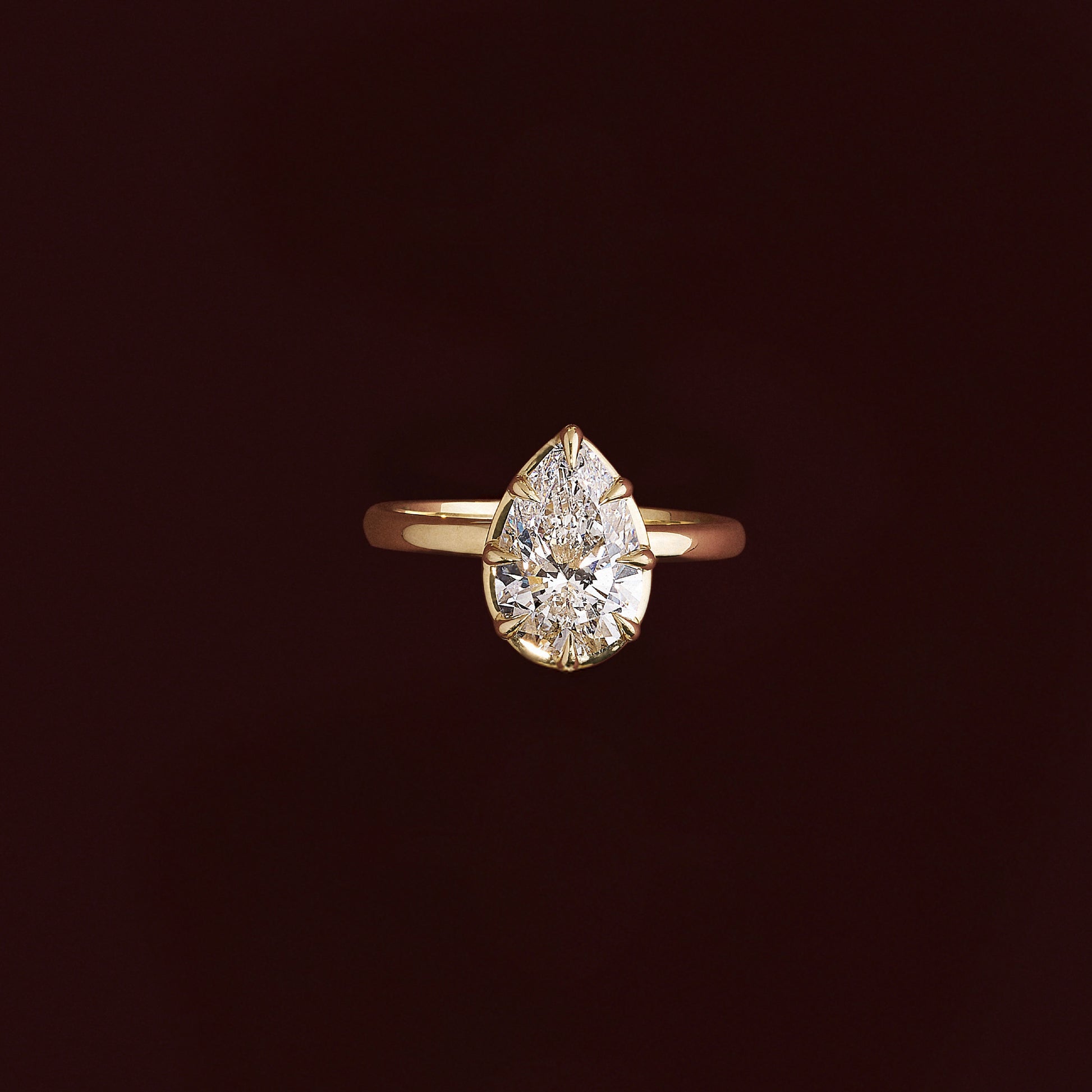 Solitaire Unique Bezel-Pear Lab Grown Diamond Engagement Ring