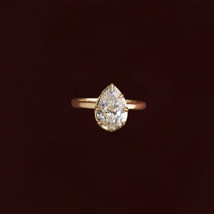 Solitaire Unique Bezel-Pear Lab Grown Diamond Engagement Ring