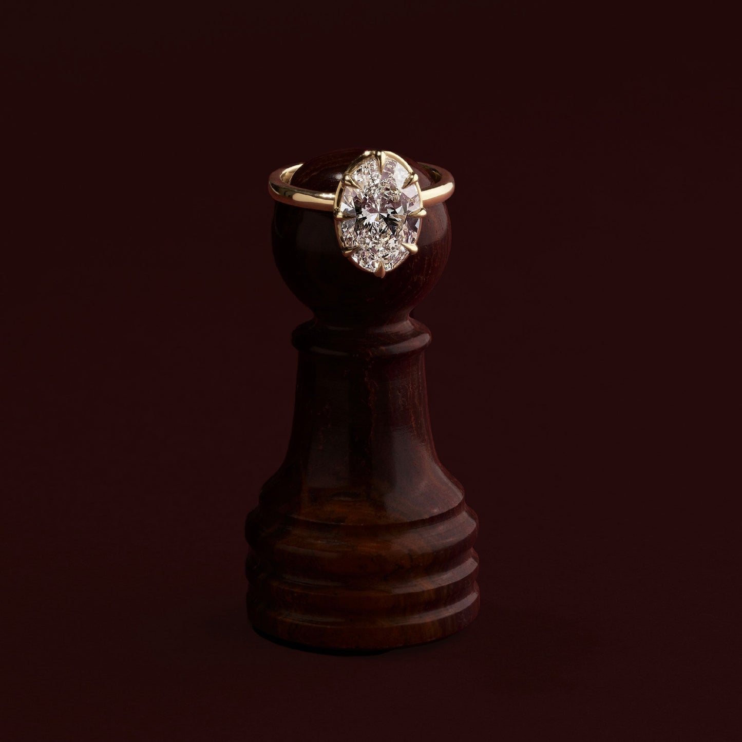 Solitaire Unique Bezel Low Profile-Oval Lab Grown Diamond Engagement Ring