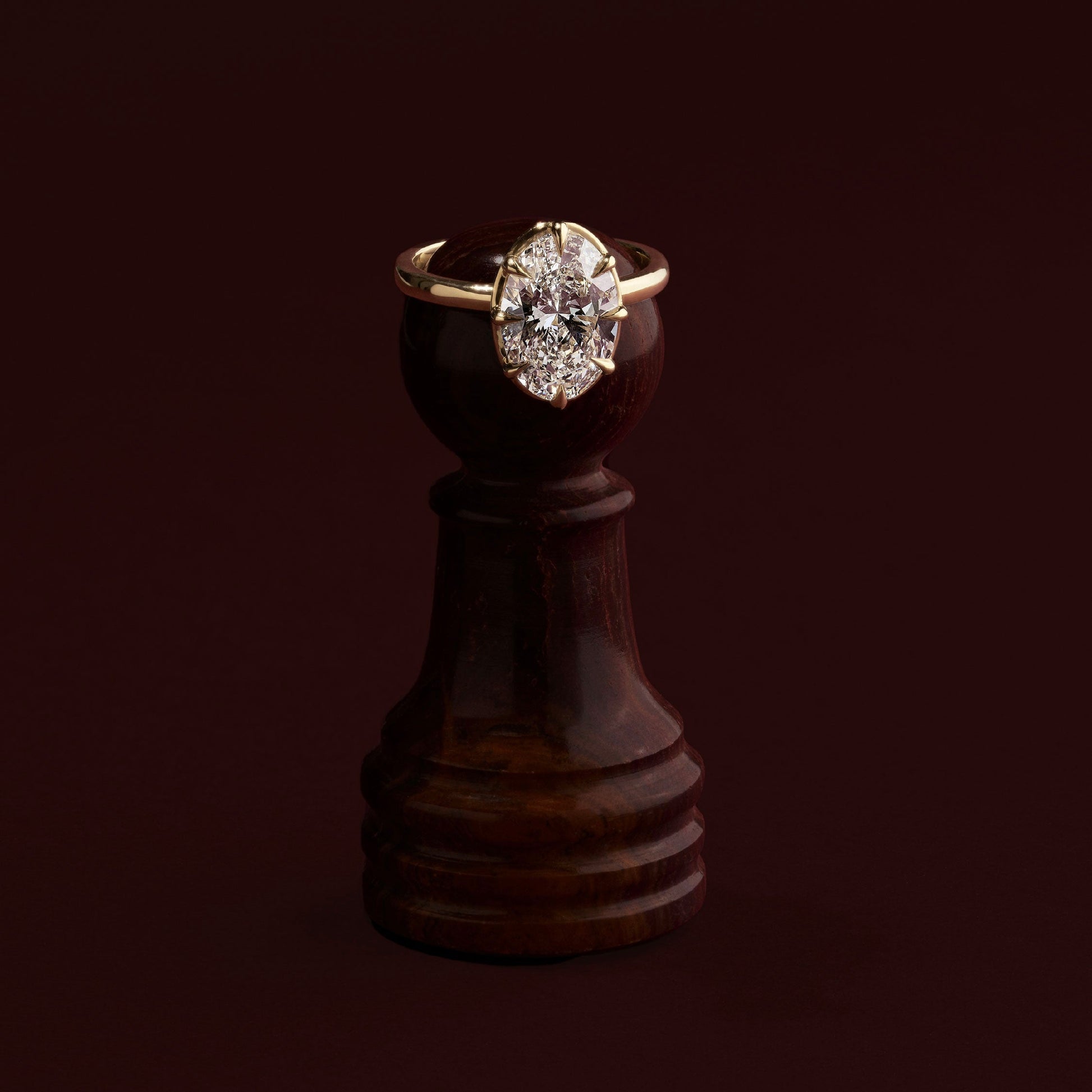 Solitaire Unique Bezel Low Profile-Oval Lab Grown Diamond Engagement Ring