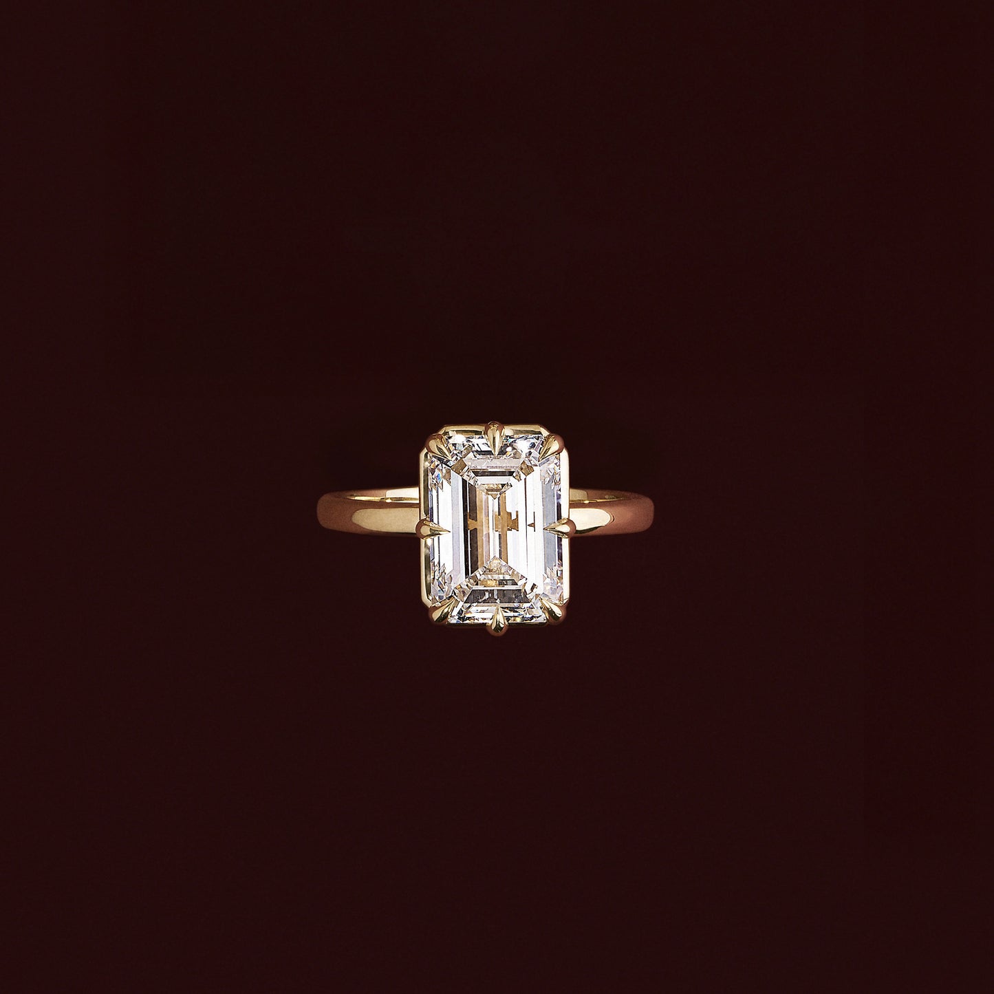 Solitaire Unique Bezel-Emerald Lab Grown Diamond Engagement Ring