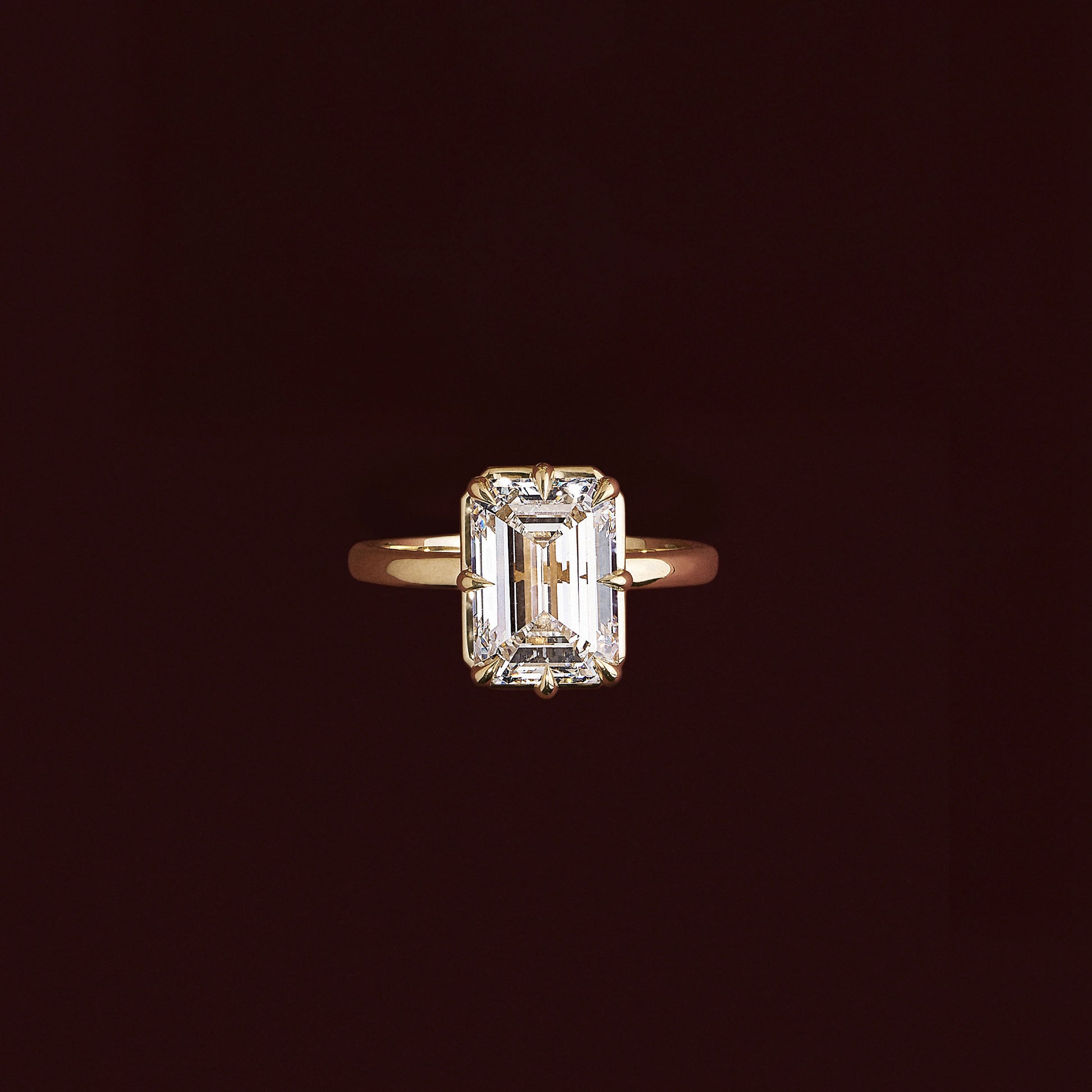 Solitaire Unique Bezel-Emerald Lab Grown Diamond Engagement Ring