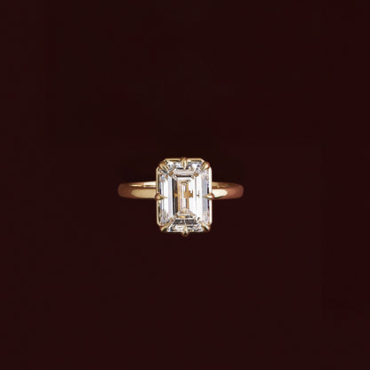 Solitaire Unique Bezel-Emerald Lab Grown Diamond Engagement Ring