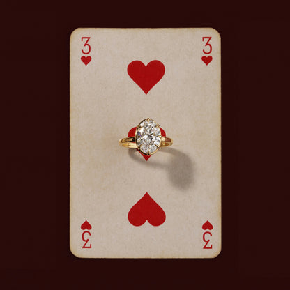 Solitaire Unique Bezel Low Profile-Oval Lab Grown Diamond Engagement Ring
