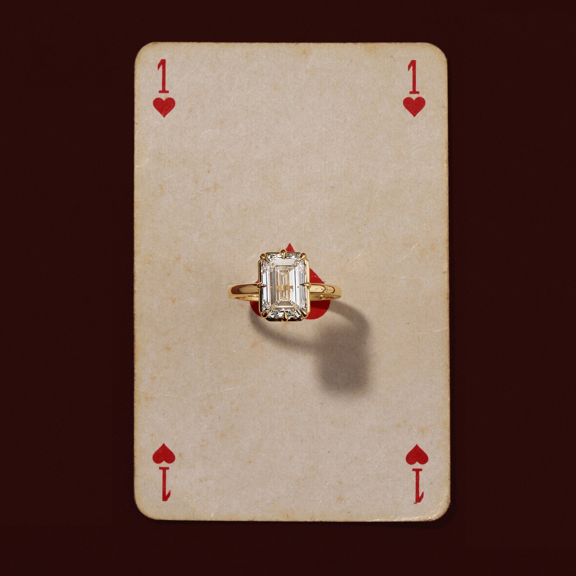 Solitaire Unique Bezel-Emerald Lab Grown Diamond Engagement Ring