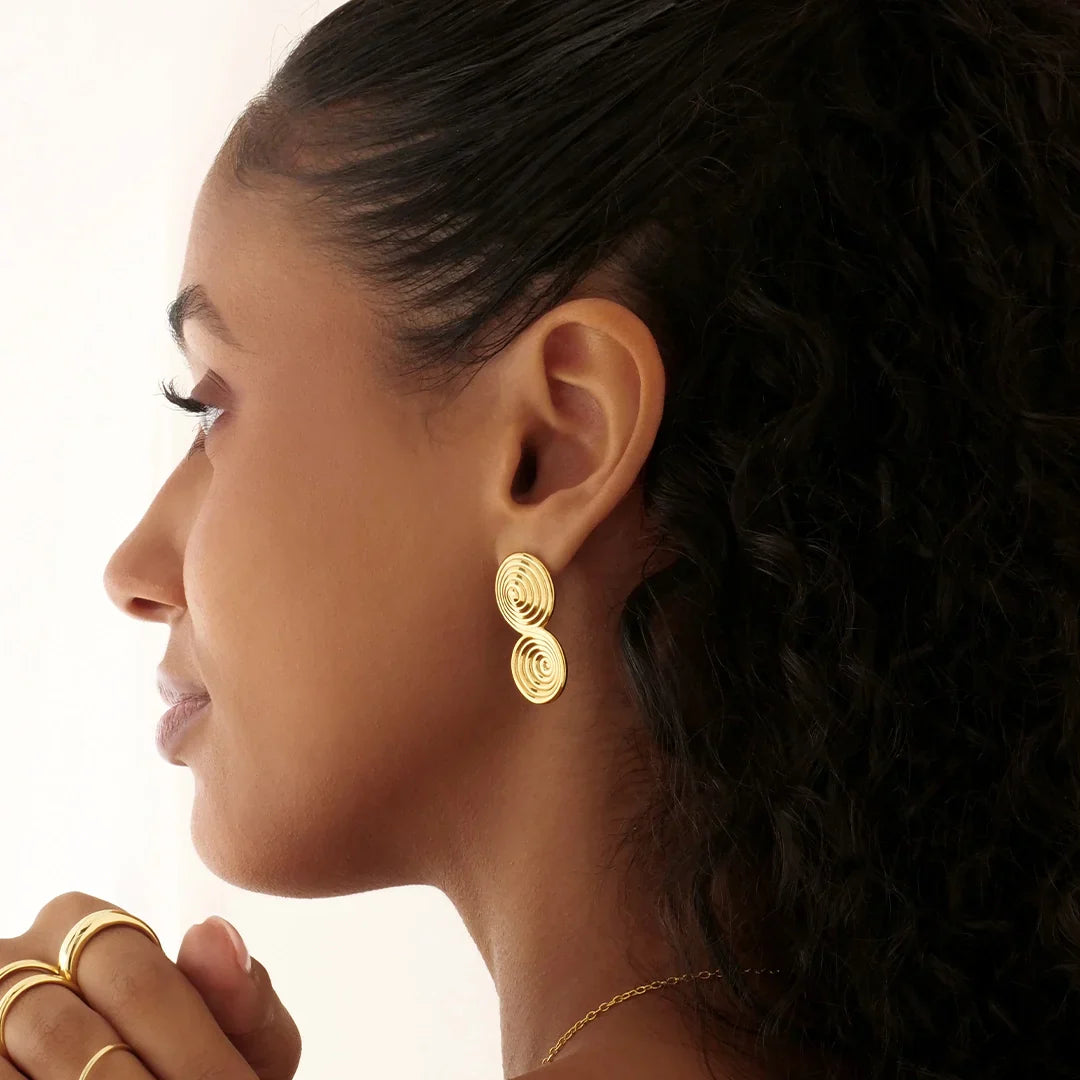 Golden Spiral Statement Earrings