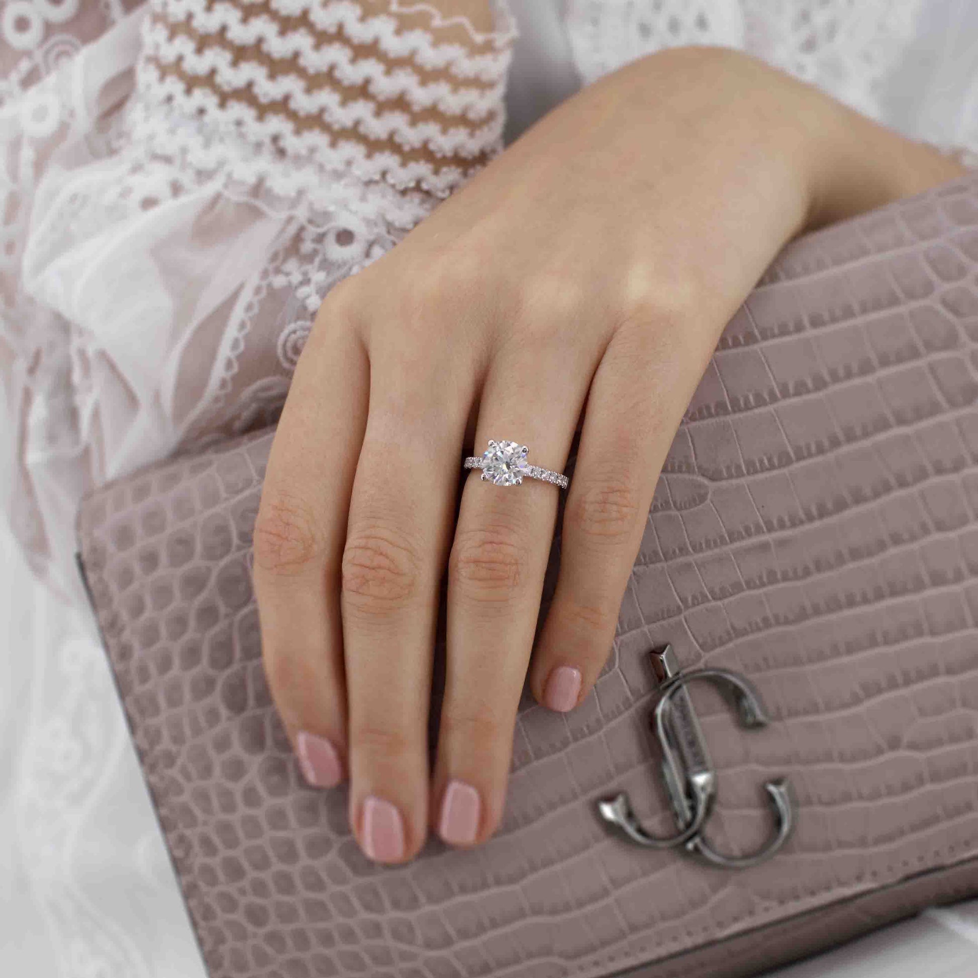 1.20 CT Round Lab Grown Diamond Pave Engagement Ring – Timeless Elegance 5
