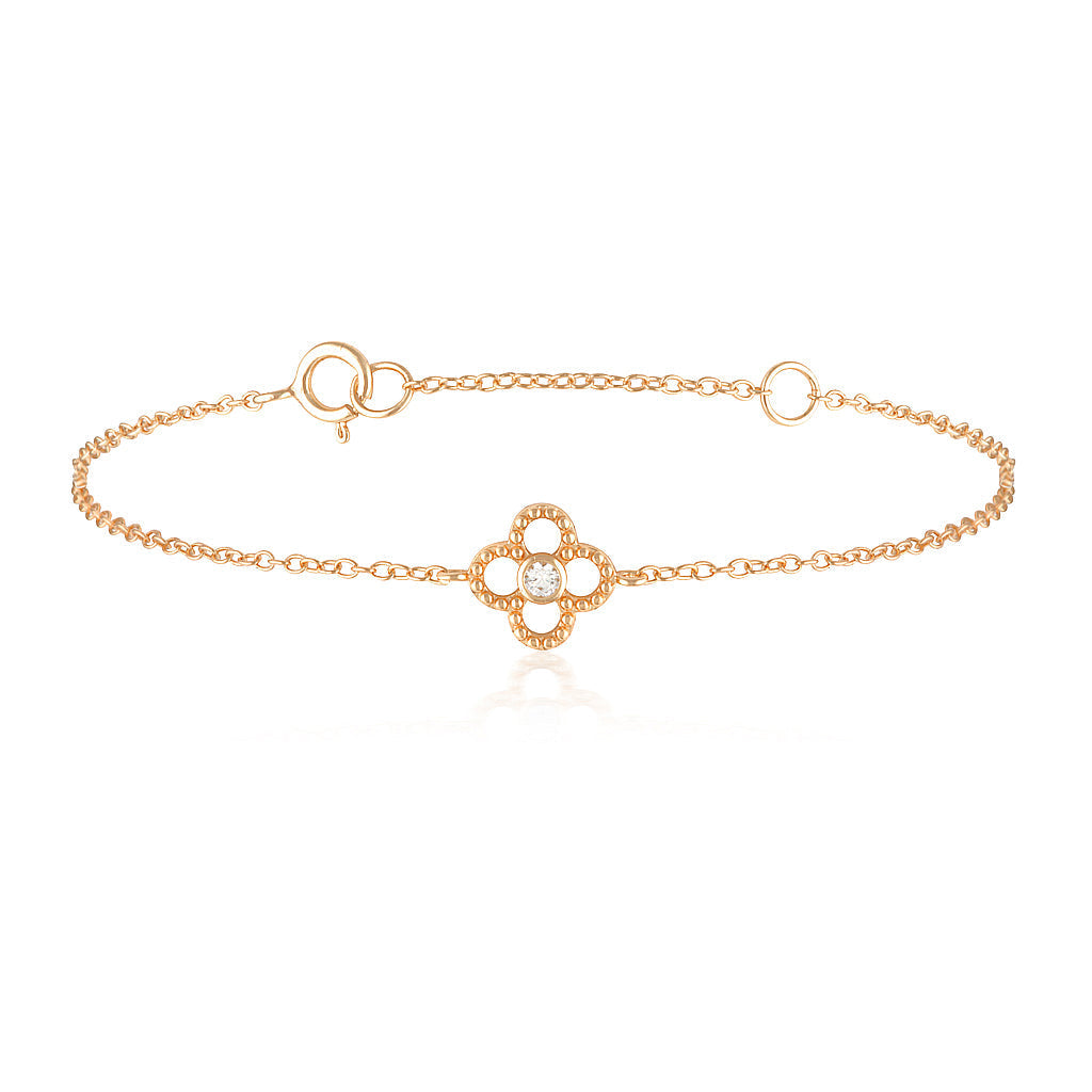 Radiant 0.06 CT Round Lab-Grown Diamond Floral Bracelet in Gold