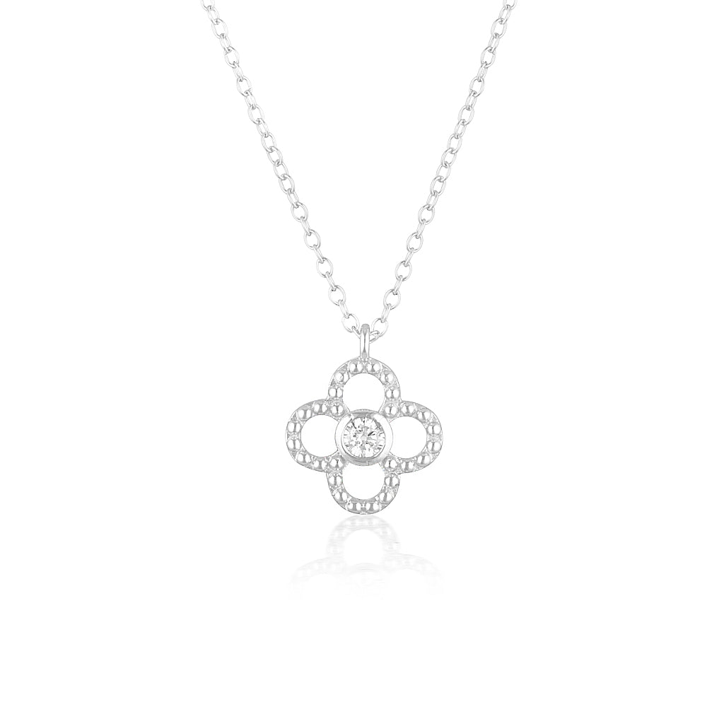 Elegant 0.2 TCW Round Lab-Grown Diamond Floral Necklace