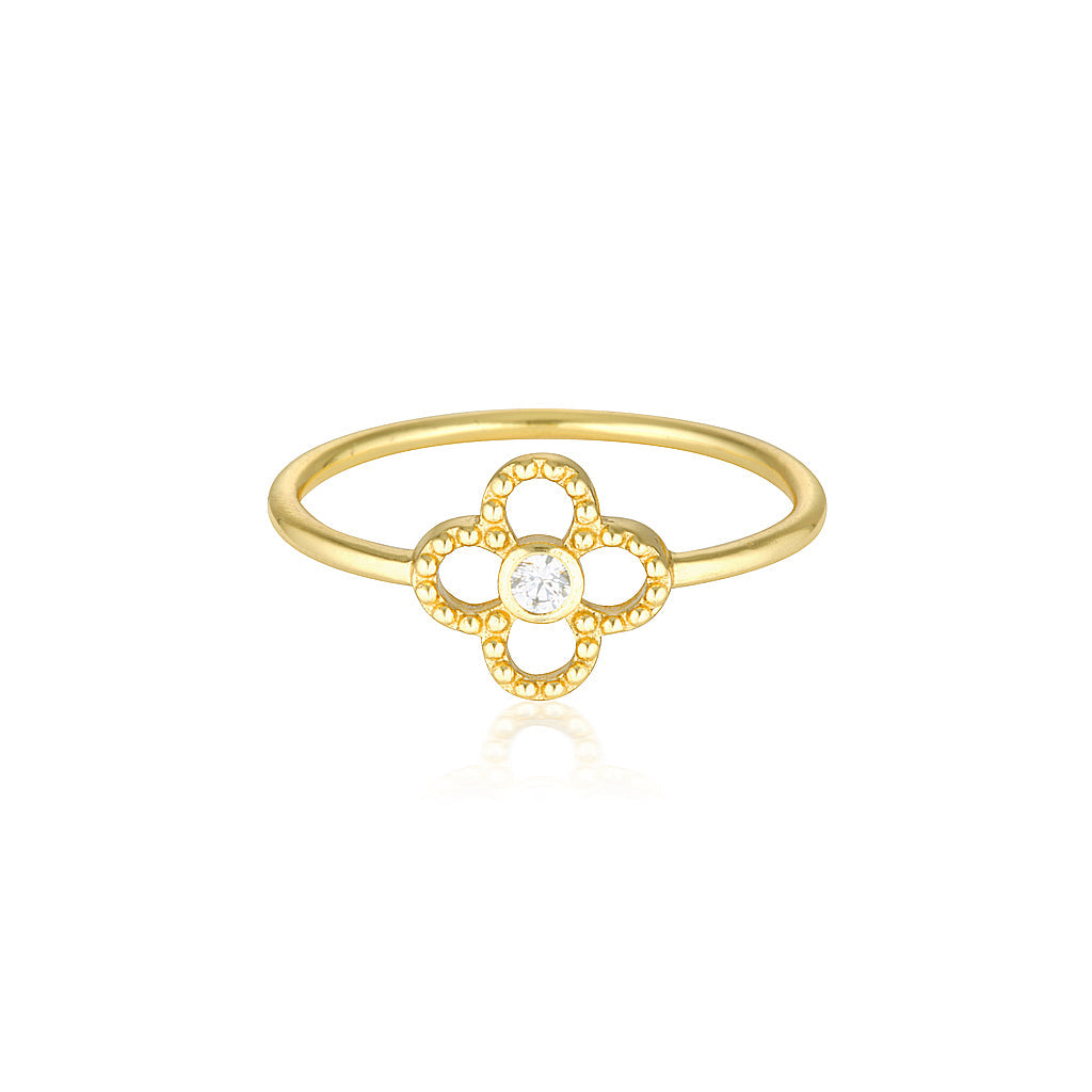0.50 CT Round Lab-Grown Diamond Gold Flower Wedding Band 1