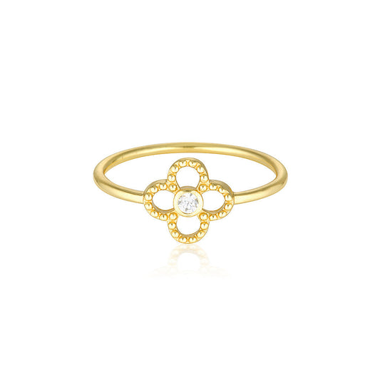 0.50 CT Round Lab-Grown Diamond Gold Flower Wedding Band