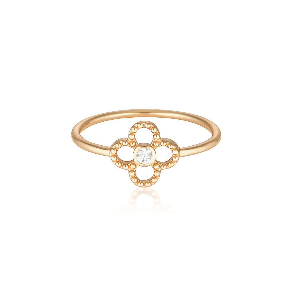 0.50 CT Round Lab-Grown Diamond Gold Flower Wedding Band