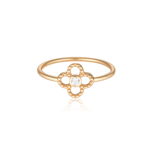 0.50 CT Round Lab-Grown Diamond Gold Flower Wedding Band