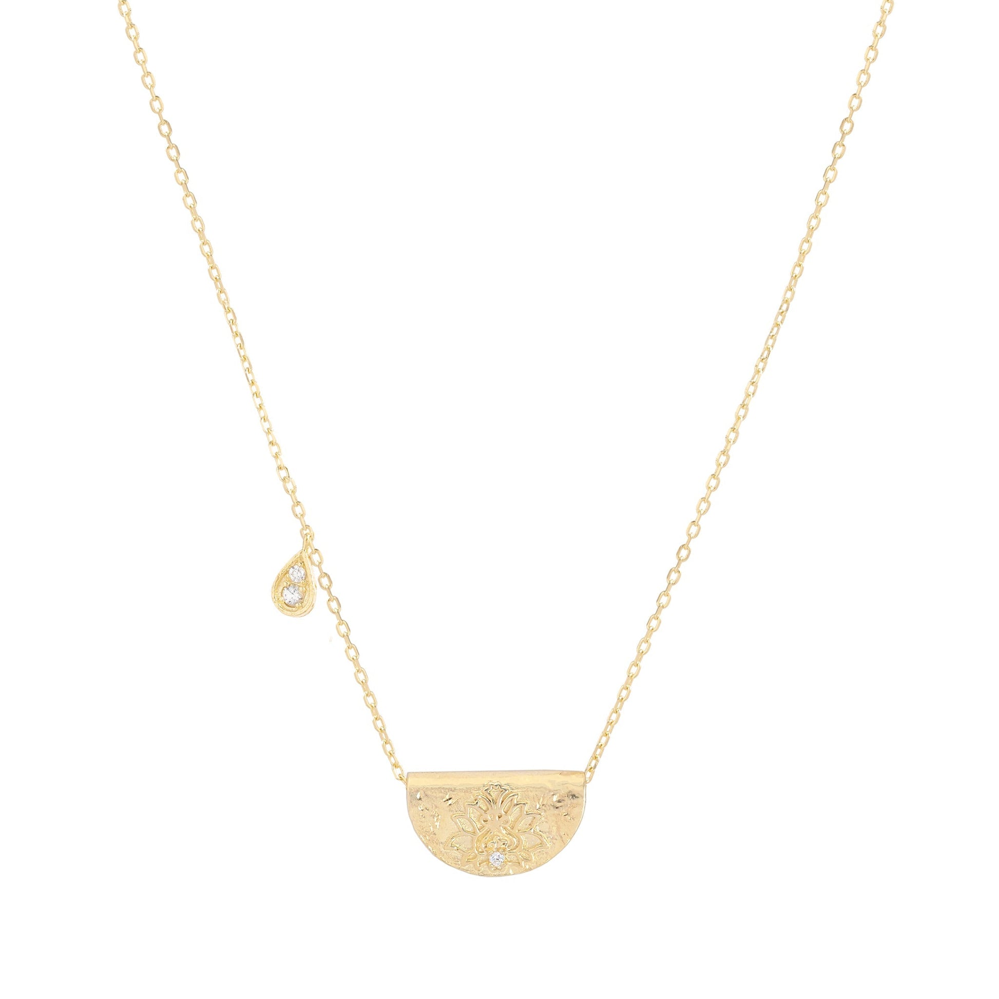 0.10 TCW Diamond Lotus Birthstone Necklace (April) 1