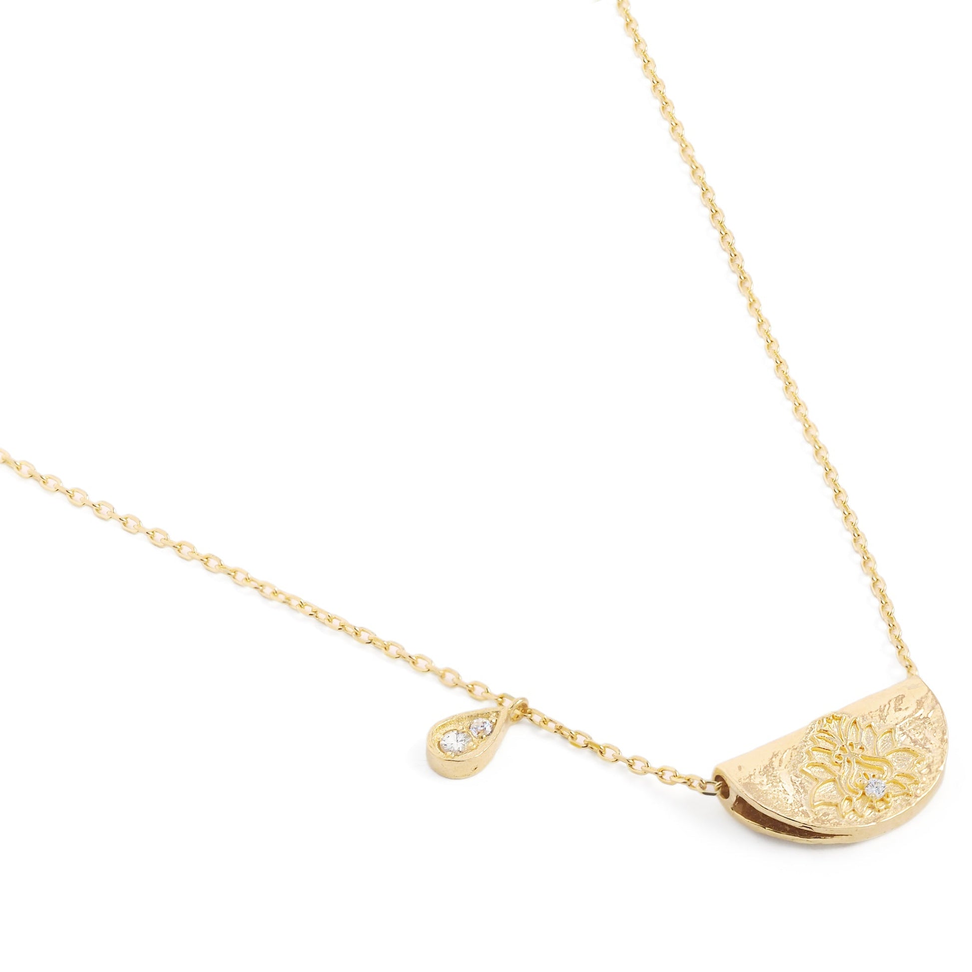0.10 TCW Diamond Lotus Birthstone Necklace (April) 2