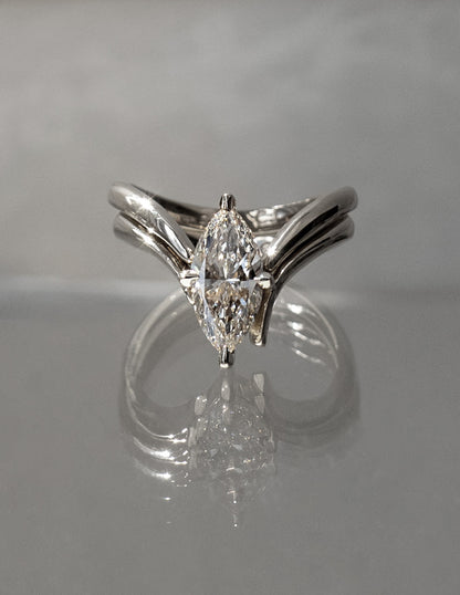 Solitaire Rapture & Pave Band- Oval Lab Grown Diamond Bridal Set