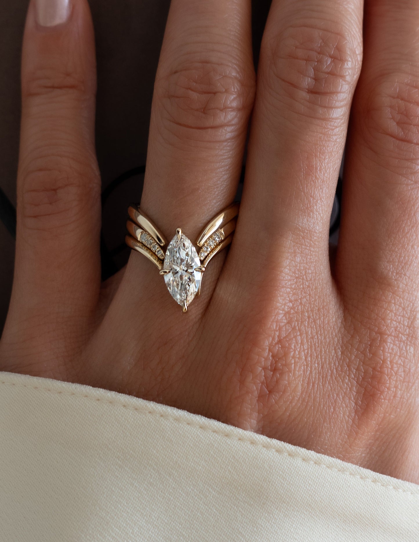 Solitaire Rapture & Pave Band- Oval Lab Grown Diamond Bridal Set