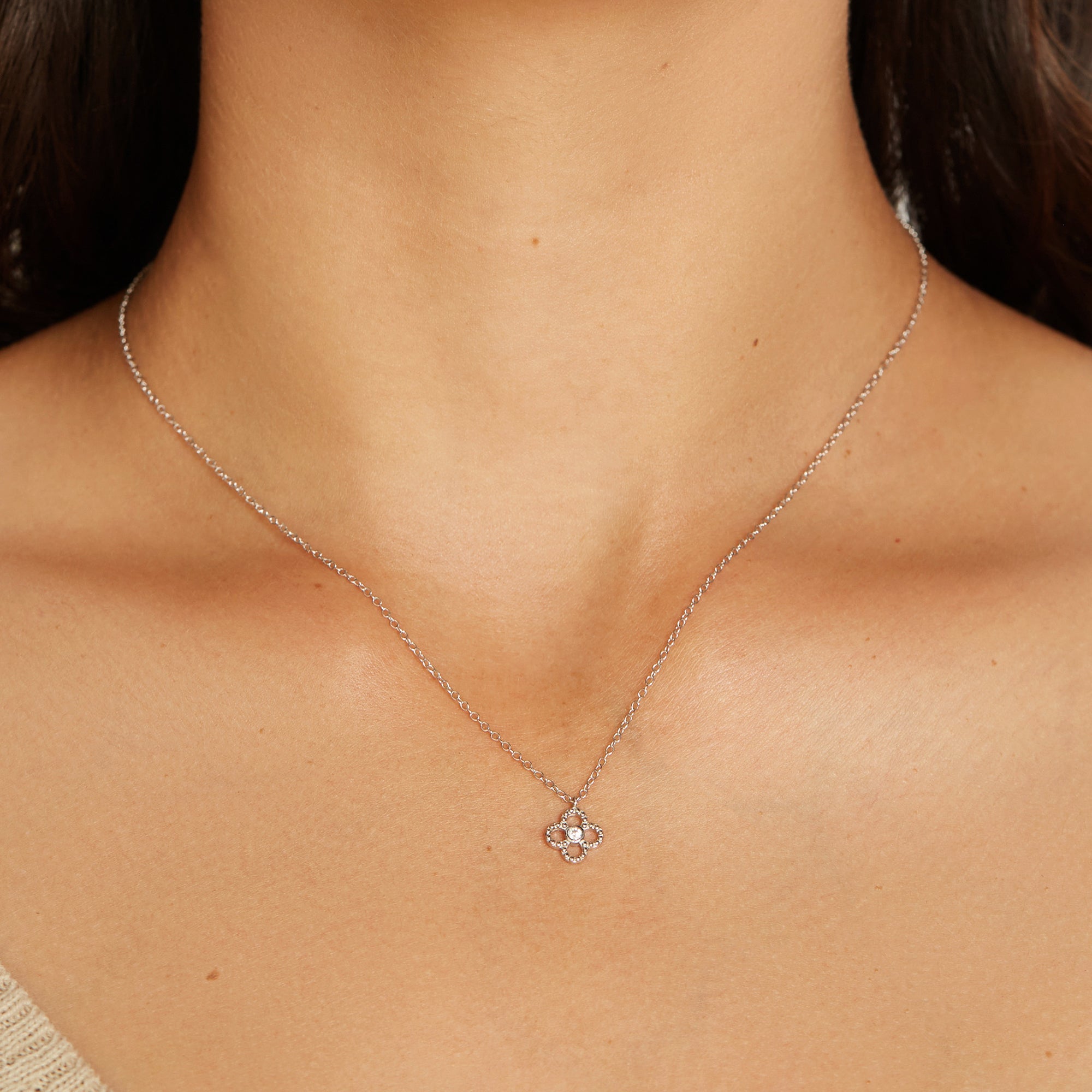 Elegant 0.2 TCW Round Lab-Grown Diamond Floral Necklace