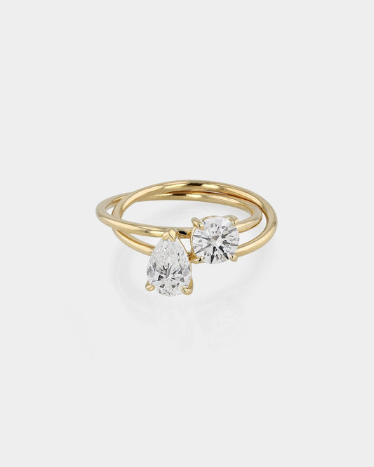 Radiant 1.0 CT Pear & Round Lab Grown Diamond Duo Ring