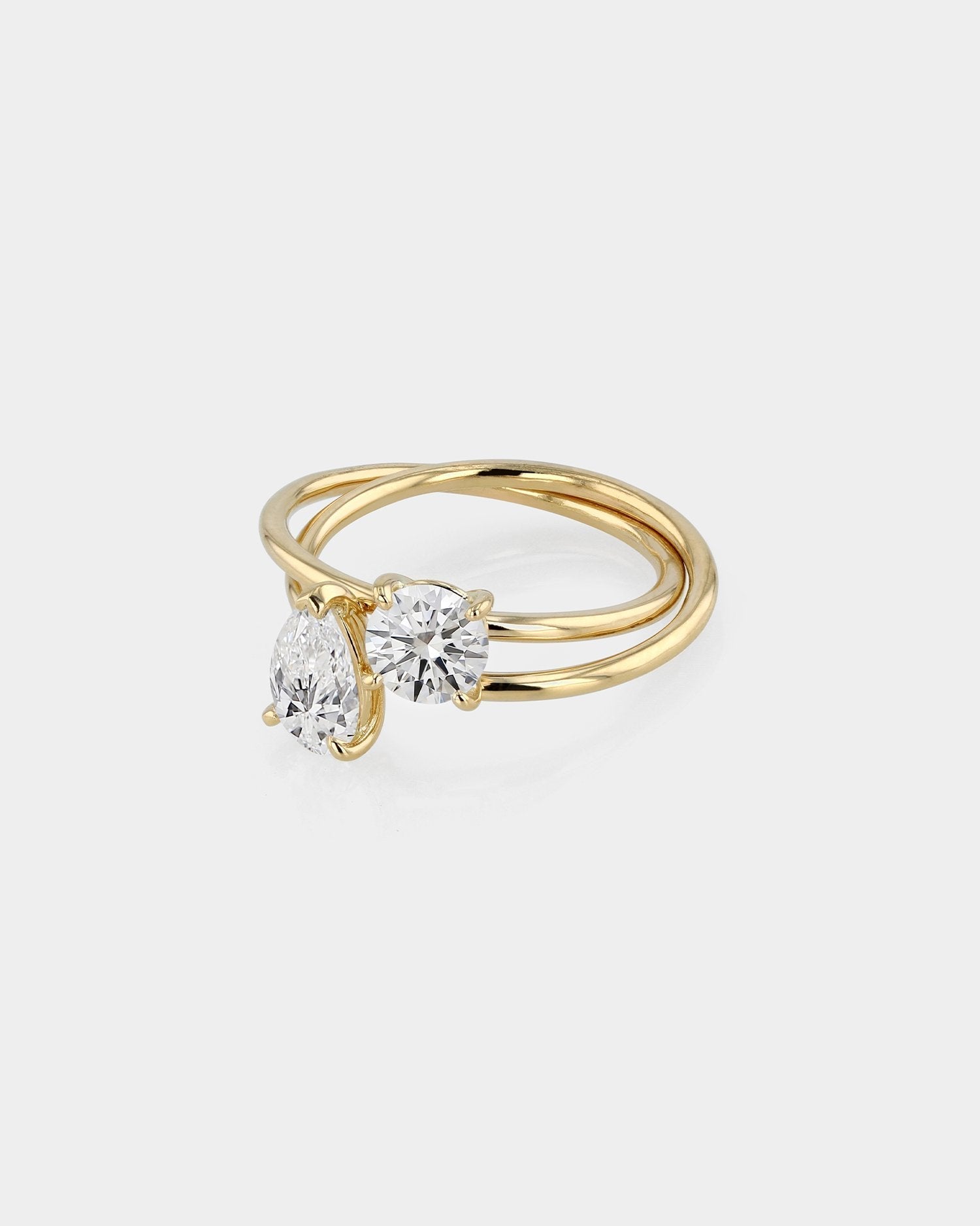 Radiant 1.0 CT Pear & Round Lab Grown Diamond Duo Ring 2