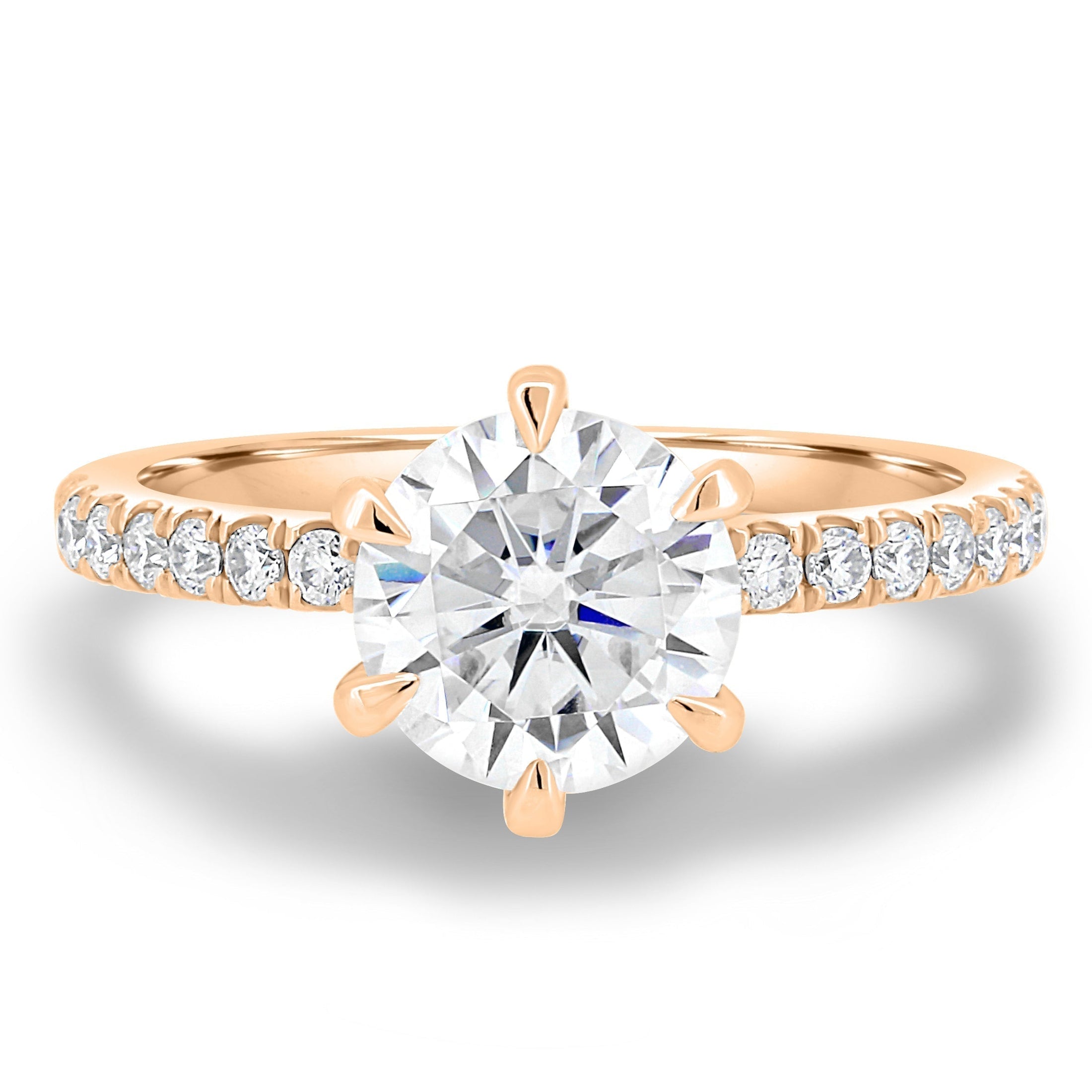 1.80 CT Round Lab-Grown Diamond Engagement Ring with Pavé Band