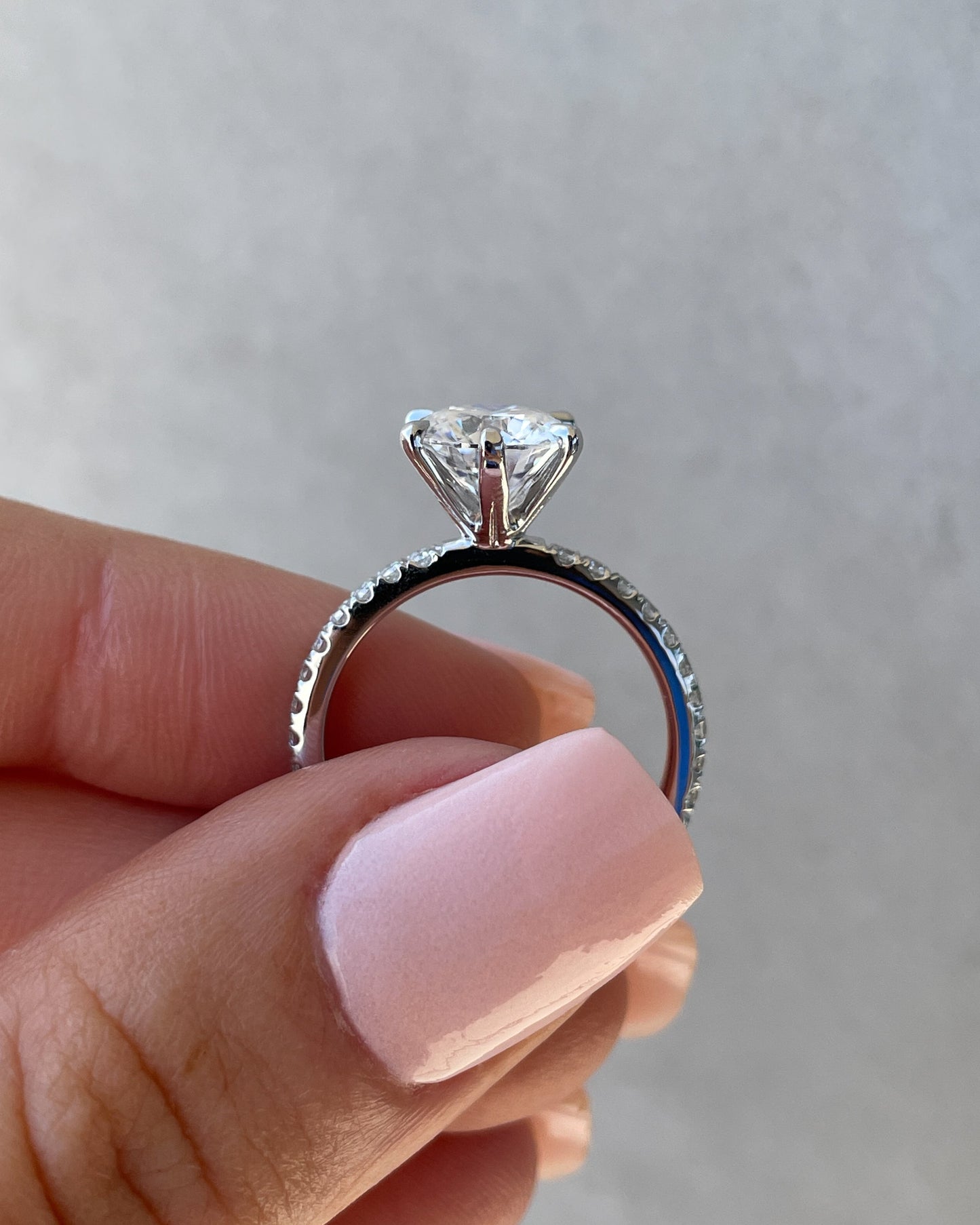 1.80 CT Round Lab-Grown Diamond Engagement Ring with Pave Band 18