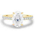 Load image into Gallery viewer, 2.11 CT Oval Lab-Grown Diamond Hidden Halo Pave Engagement Ring in Gold
