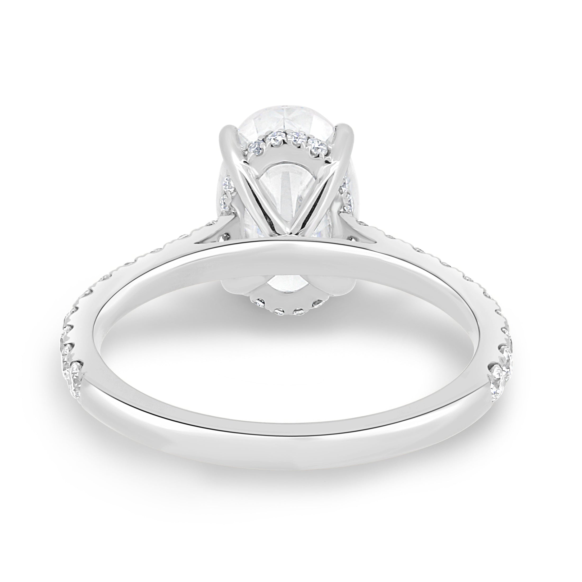 2.11 CT Oval Lab-Grown Diamond Hidden Halo Pave Engagement Ring in Gold