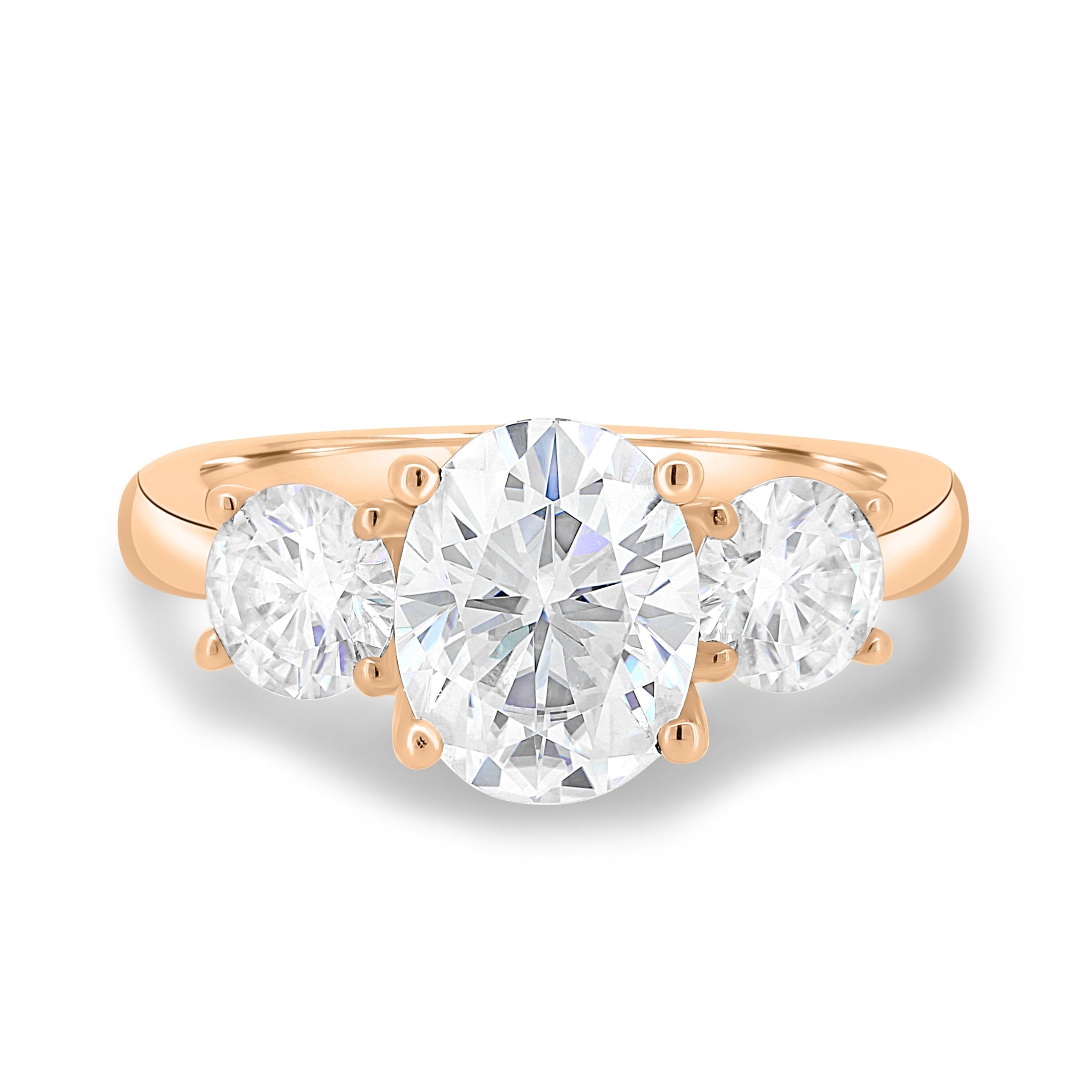 1.68 CT Oval Lab-Grown Diamond Three Stone Gold Engagement Ring