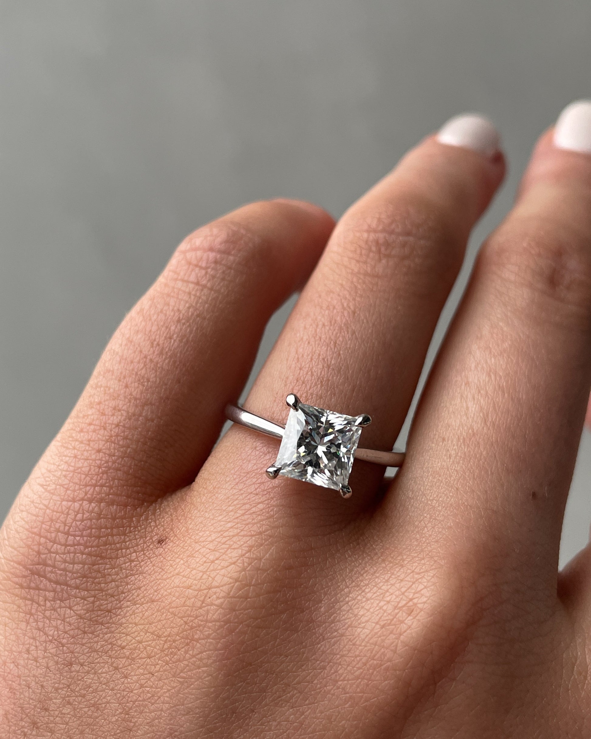 Radiant 1.5 CT Princess-Cut Lab Diamond Hidden Halo Engagement Ring 14