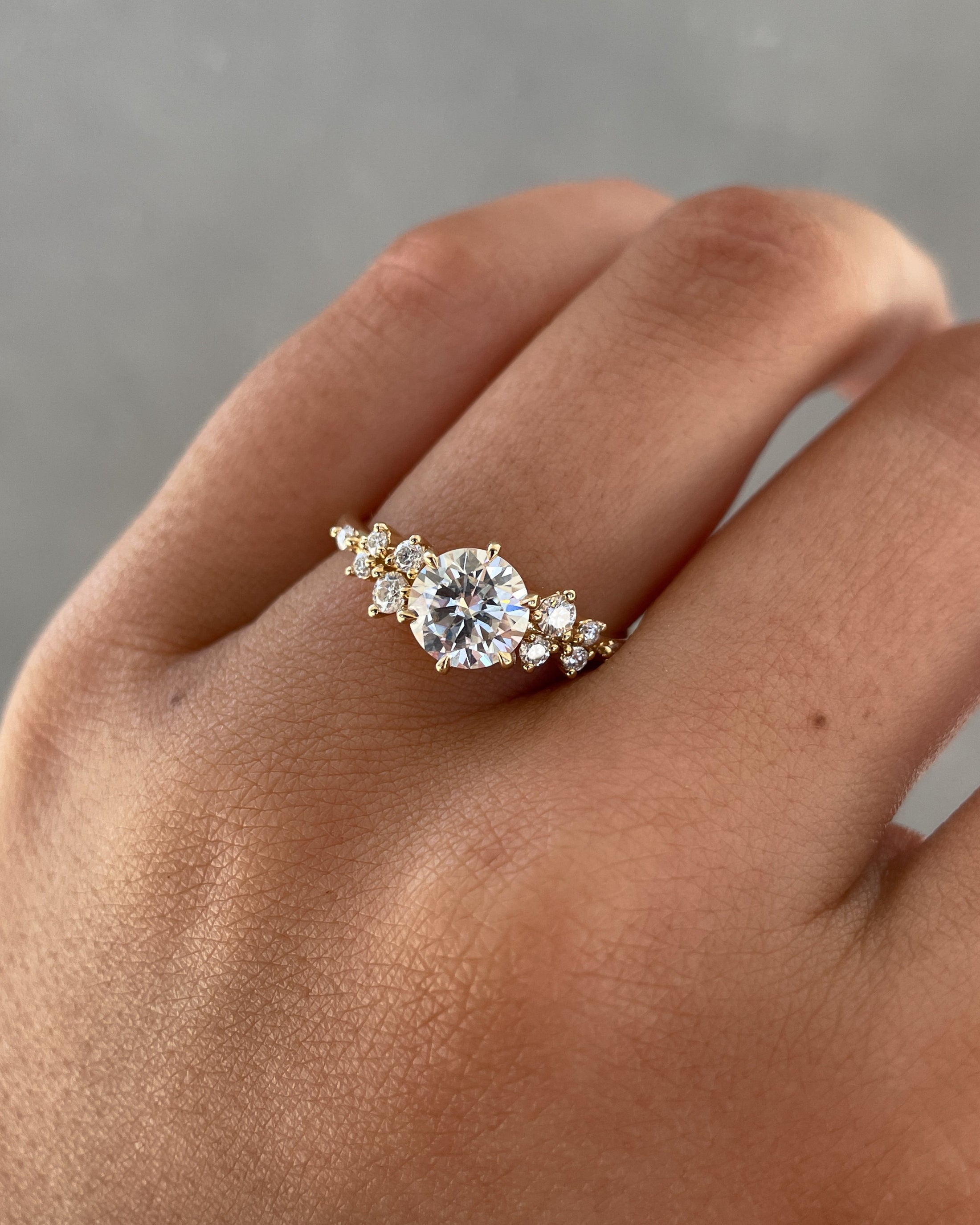 1.61 CT Round Lab-Grown Diamond Cluster Engagement Ring