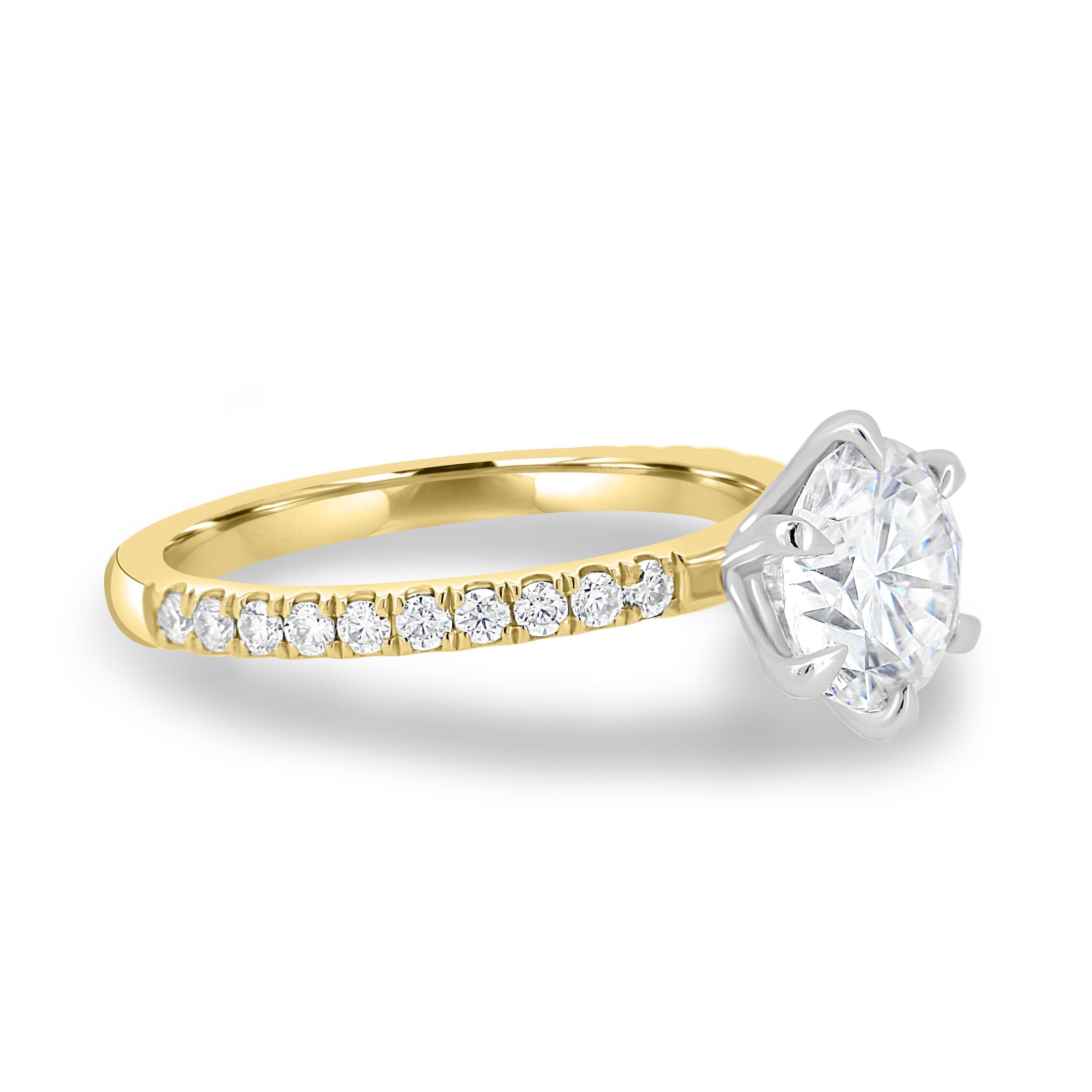 1.80 CT Round Lab-Grown Diamond Engagement Ring with Pavé Band