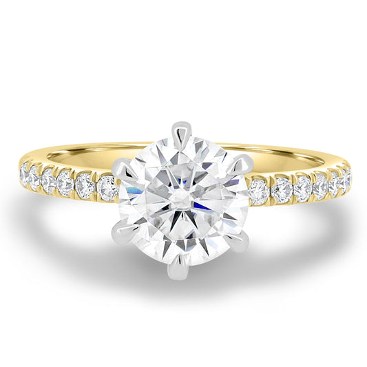 1.80 CT Round Lab-Grown Diamond Engagement Ring with Pavé Band