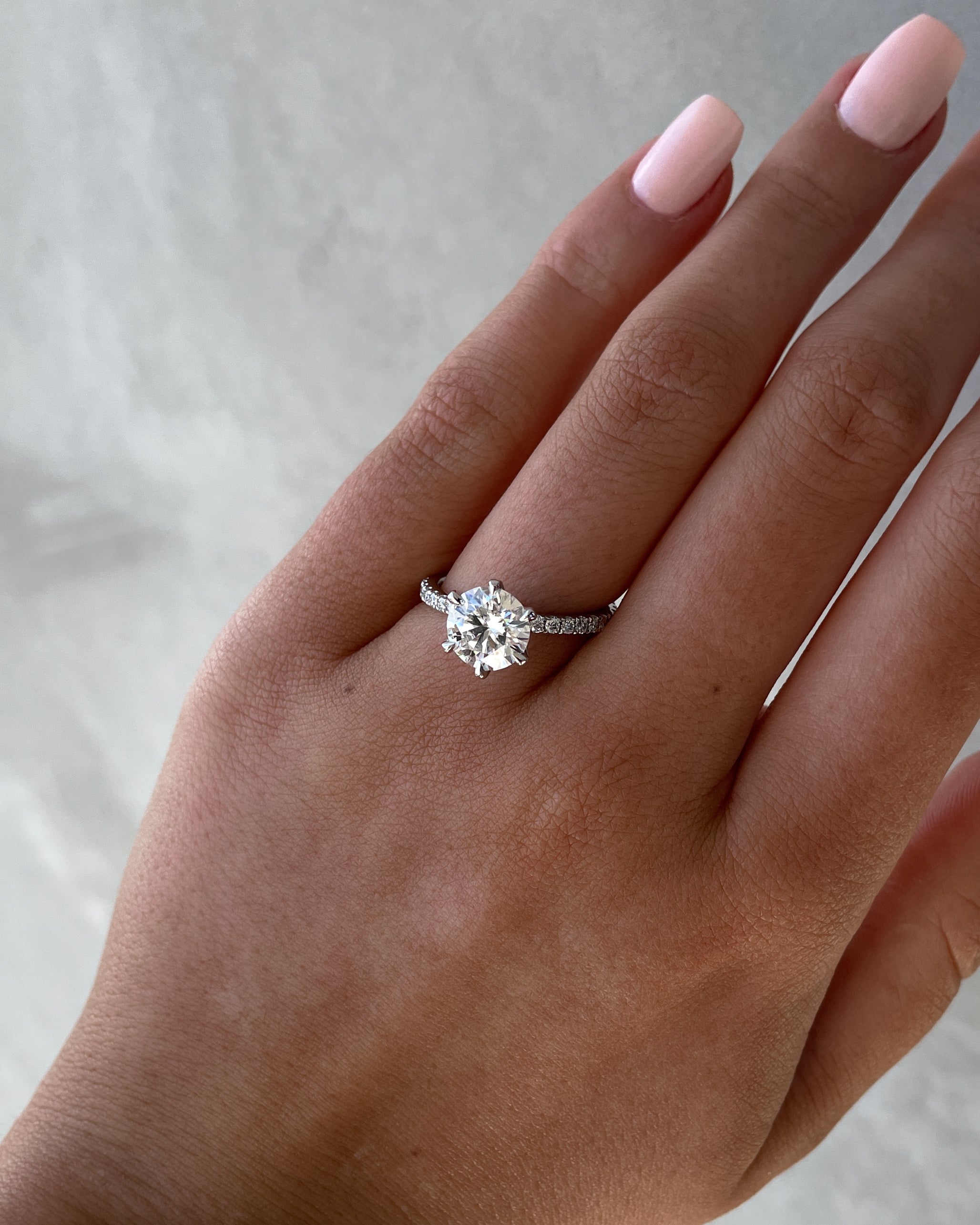 1.80 CT Round Lab-Grown Diamond Engagement Ring with Pavé Band