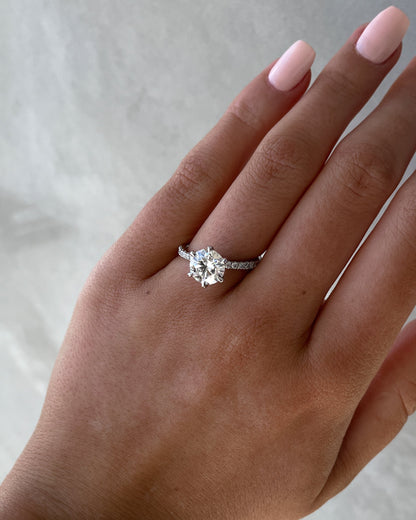 1.80 CT Round Lab-Grown Diamond Engagement Ring with Pave Band 13