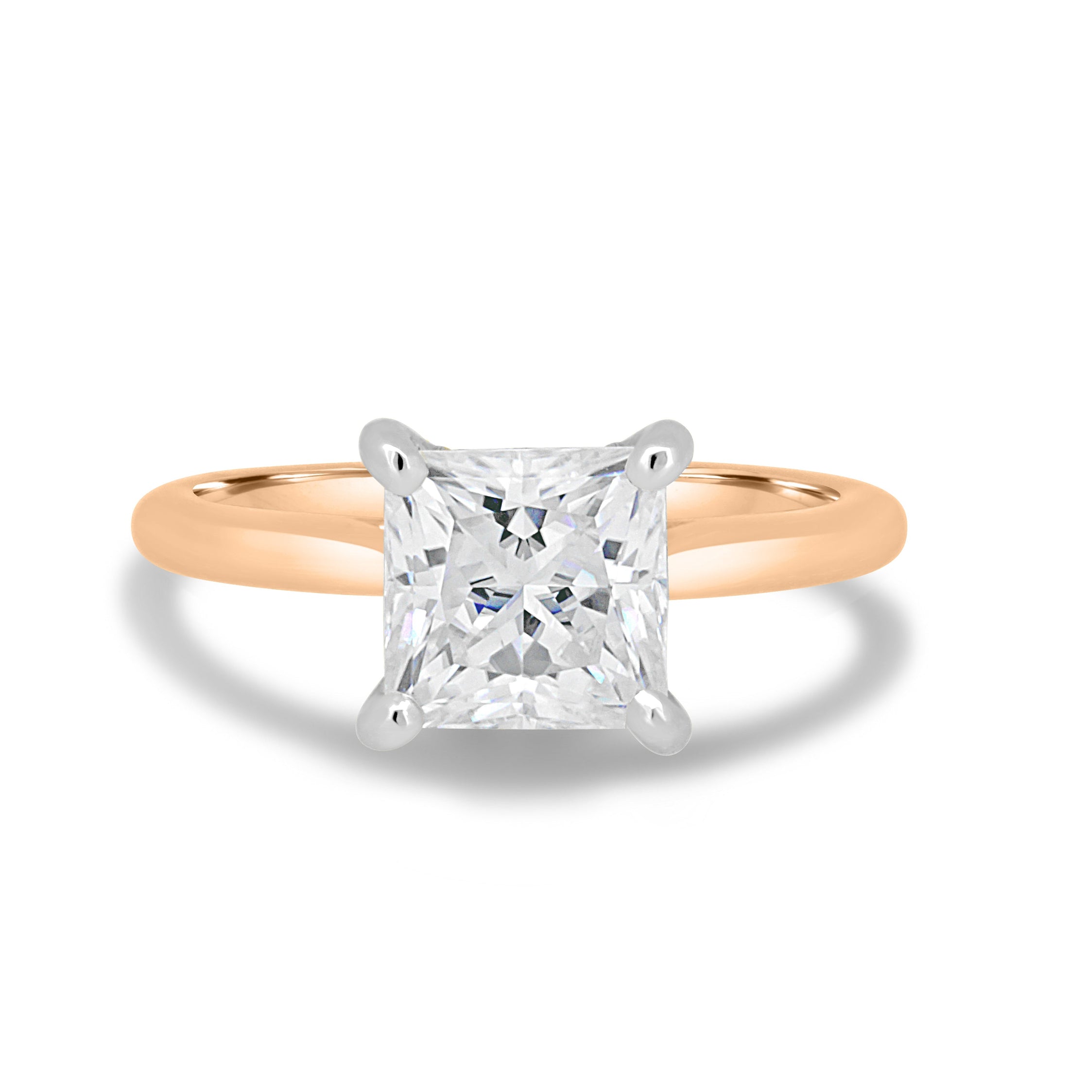 Radiant 1.5 CT Princess-Cut Lab Diamond Hidden Halo Engagement Ring