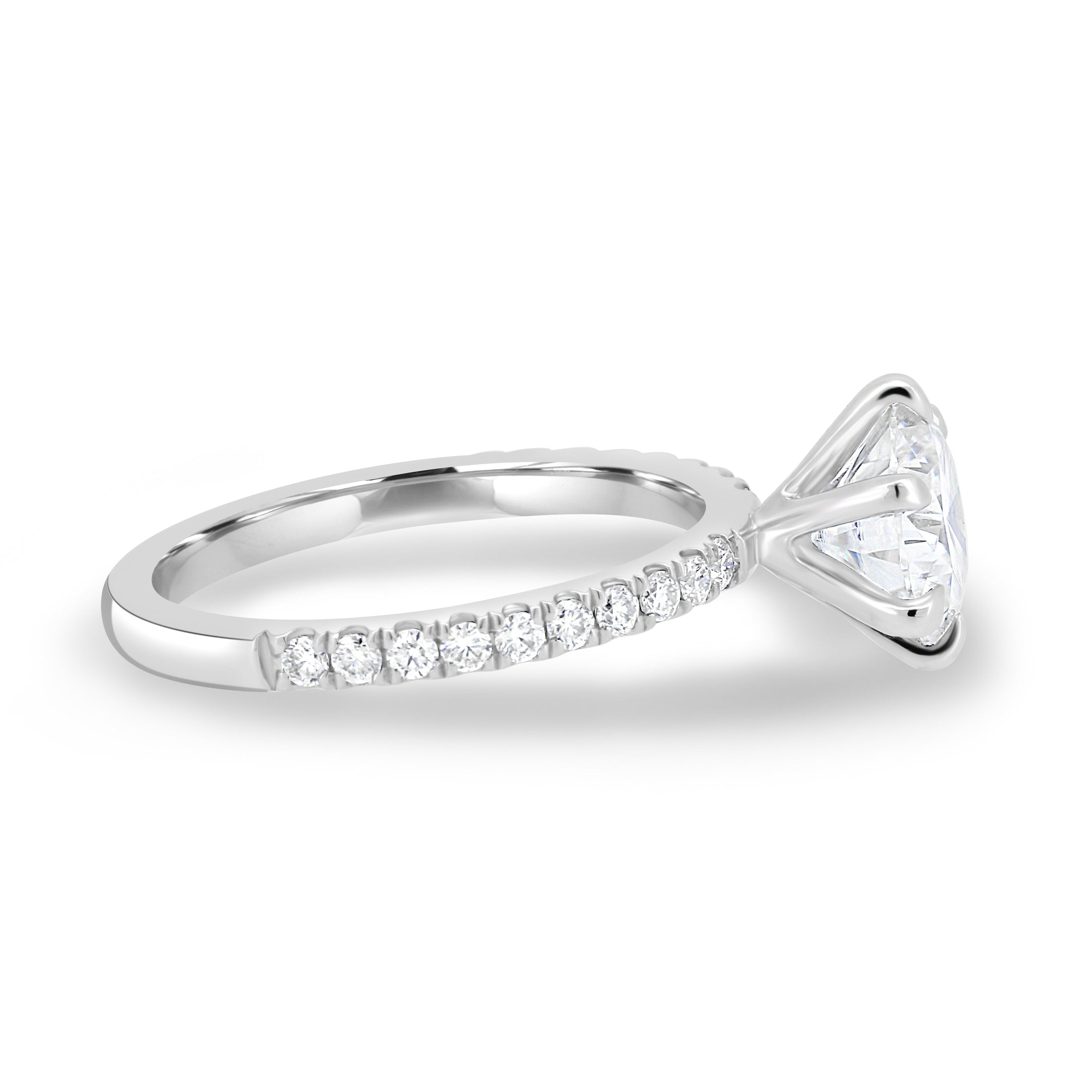 1.80 CT Round Lab-Grown Diamond Engagement Ring with Pavé Band