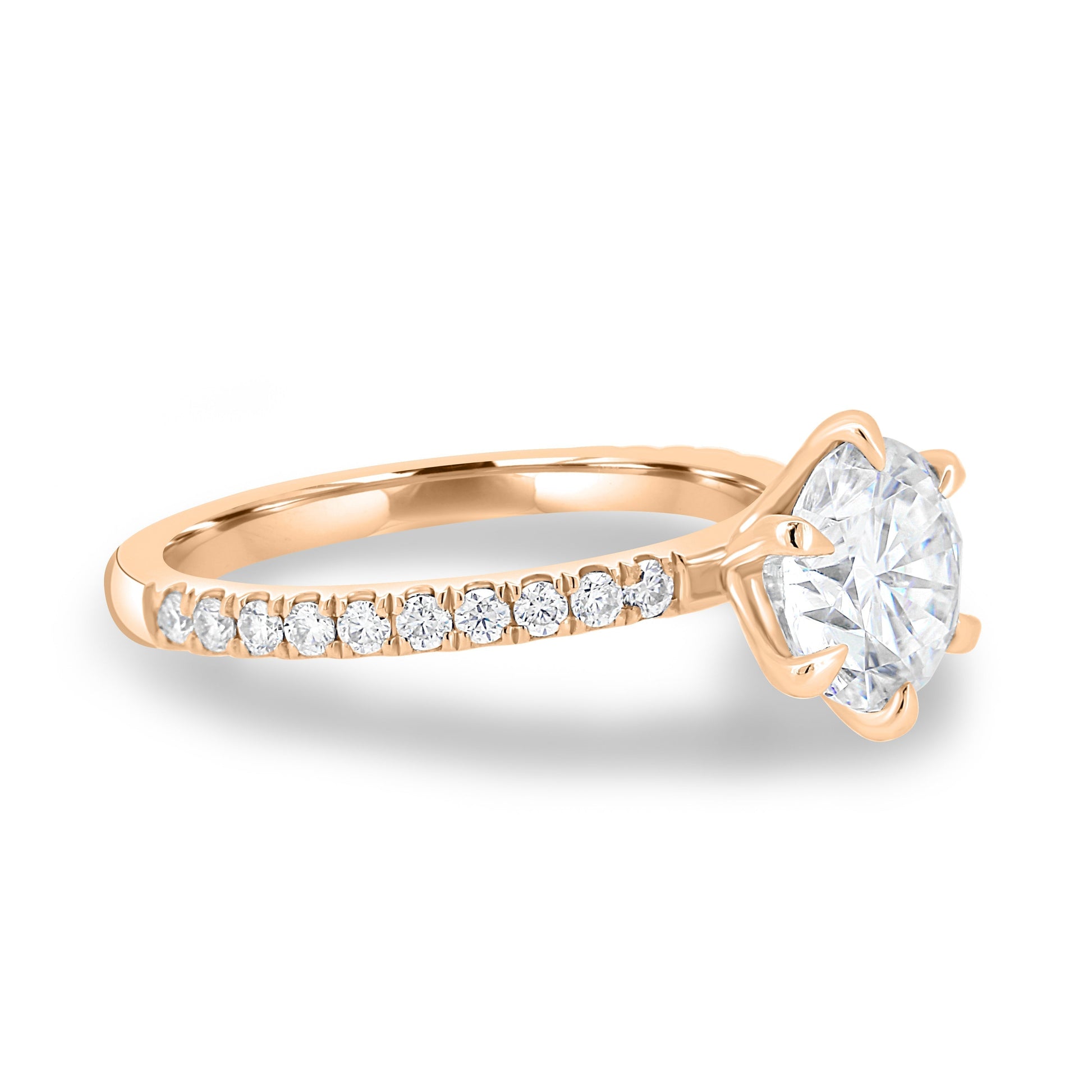 1.80 CT Round Lab-Grown Diamond Engagement Ring with Pave Band 6