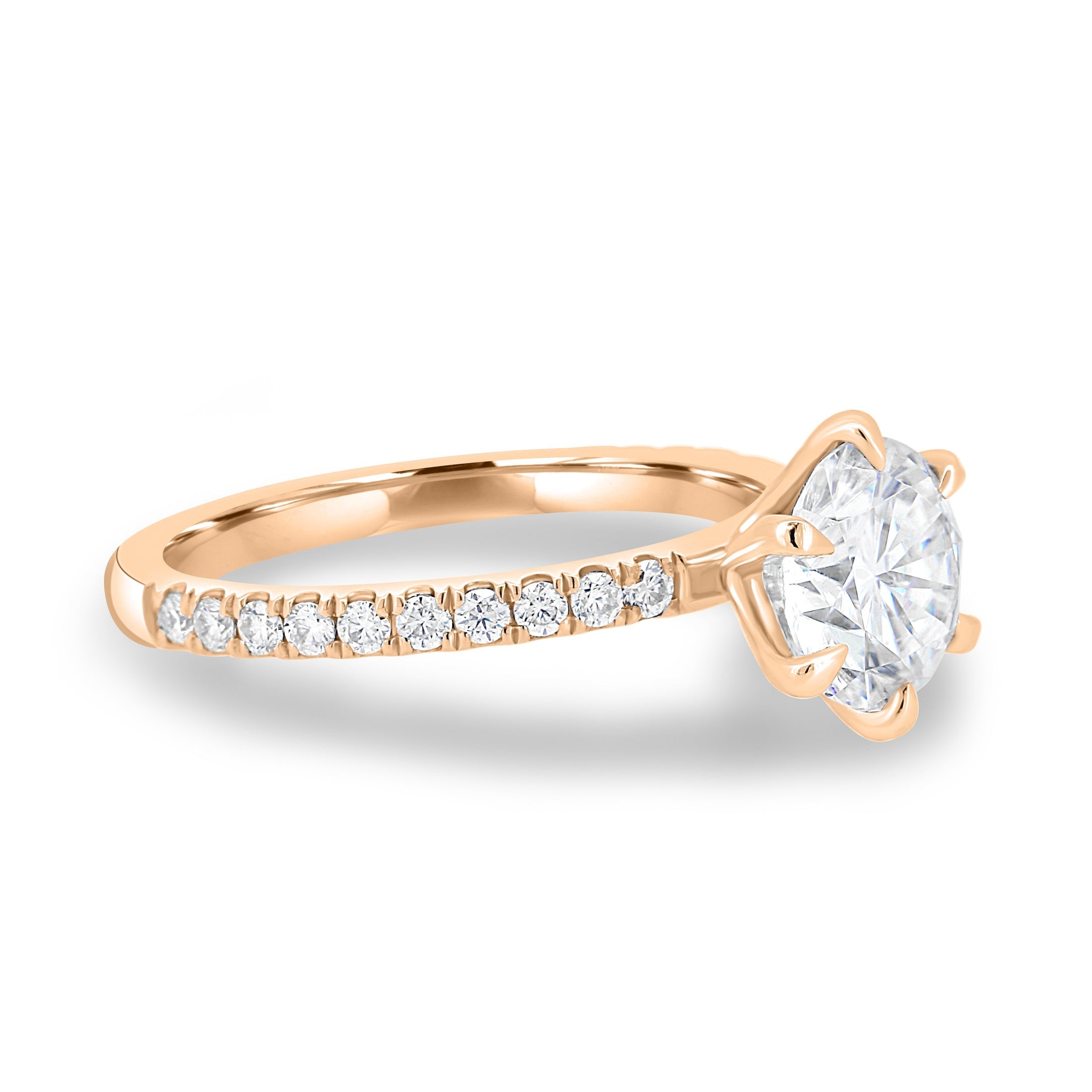 1.80 CT Round Lab-Grown Diamond Engagement Ring with Pavé Band