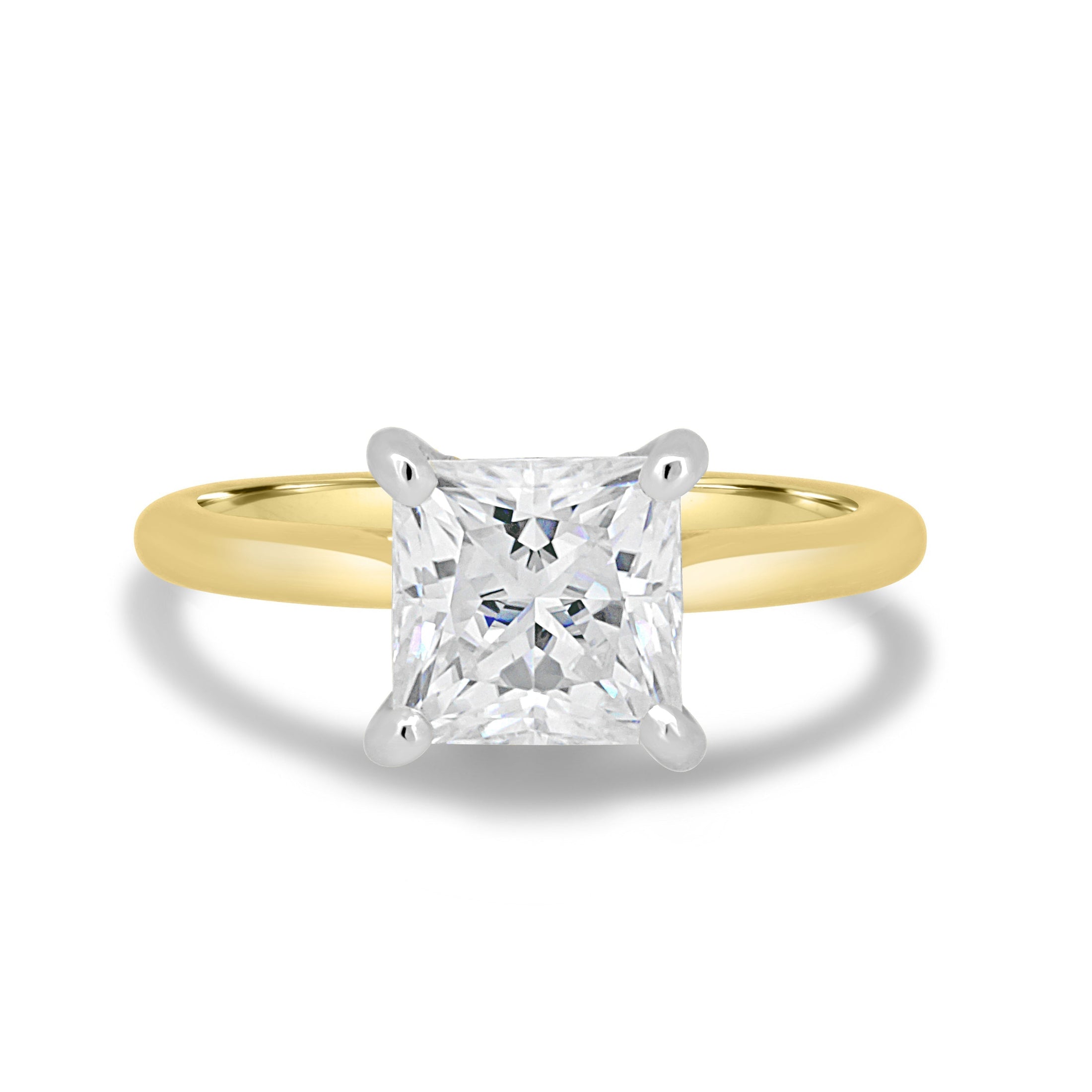 Radiant 1.5 CT Princess-Cut Lab Diamond Hidden Halo Engagement Ring