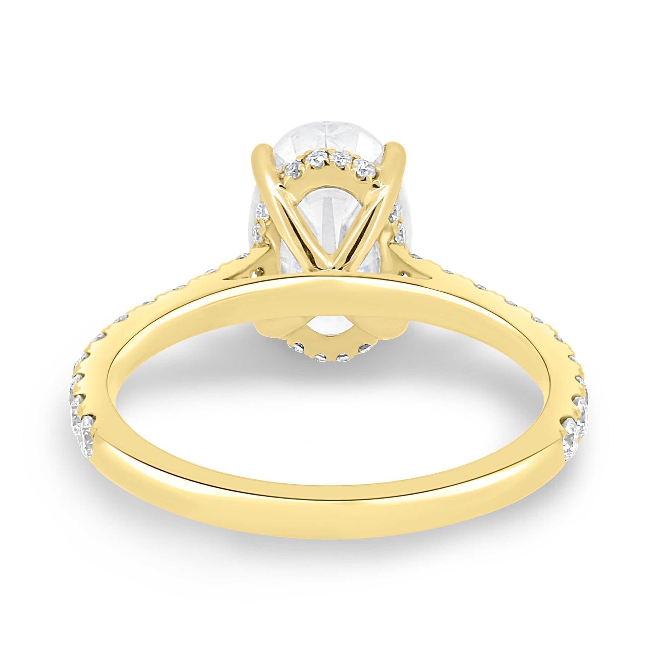 2.11 CT Oval Lab-Grown Diamond Hidden Halo Pave Engagement Ring in Gold