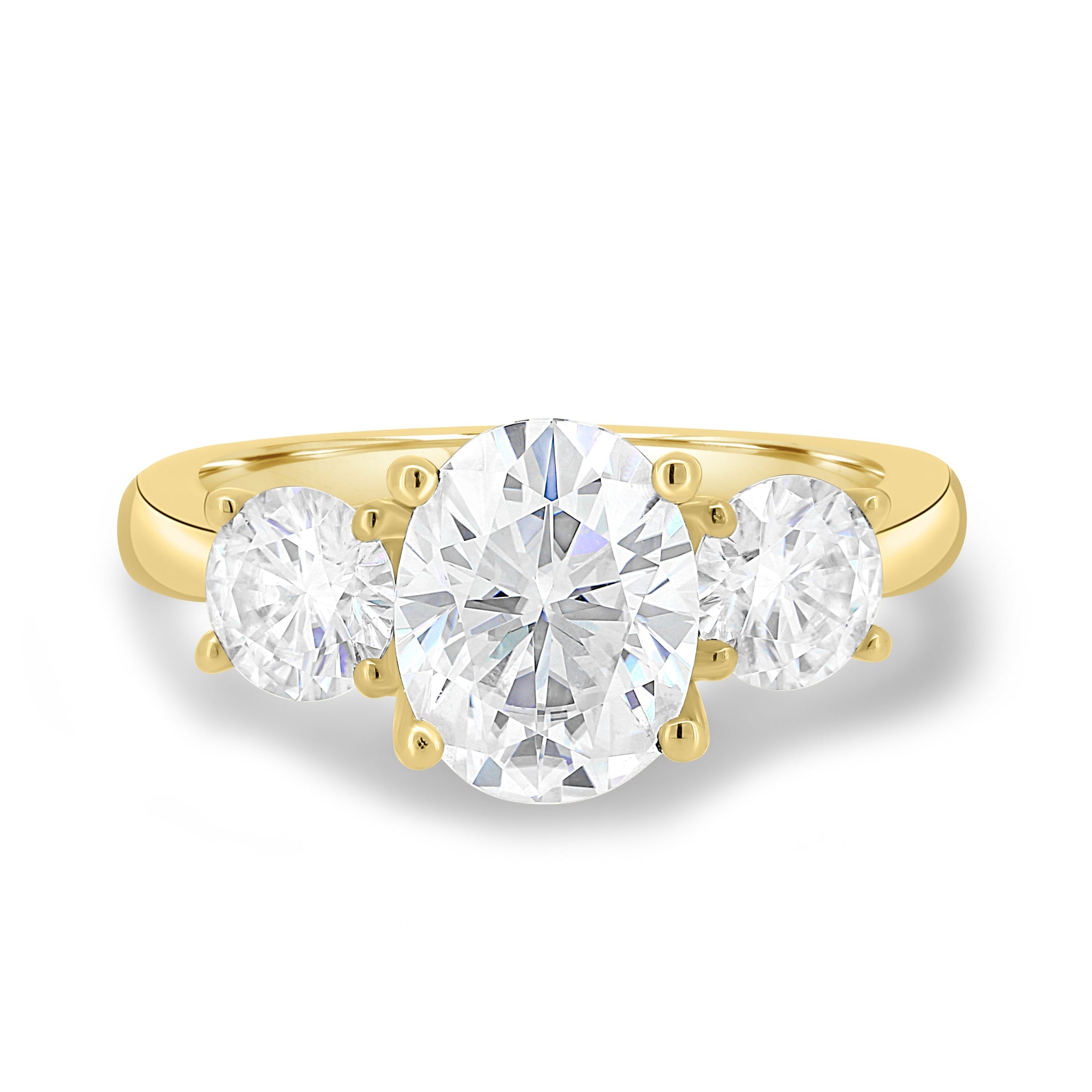 1.68 CT Oval Lab-Grown Diamond Three Stone Gold Engagement Ring