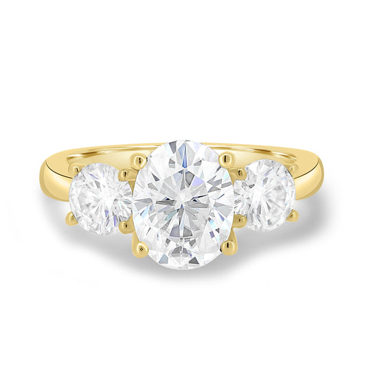 1.68 CT Oval Lab-Grown Diamond Three Stone Gold Engagement Ring