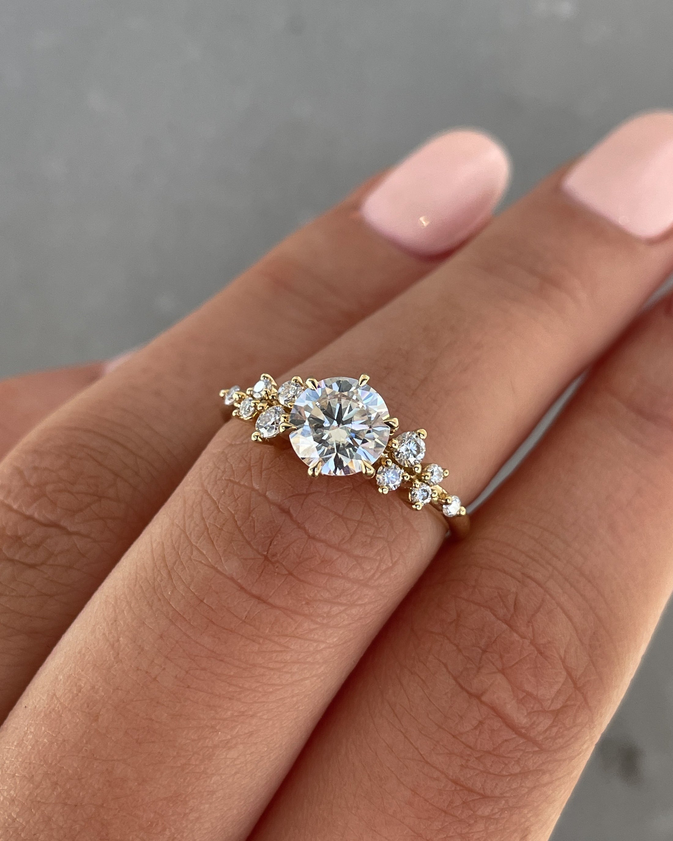 1.61 CT Round Lab-Grown Diamond Cluster Engagement Ring