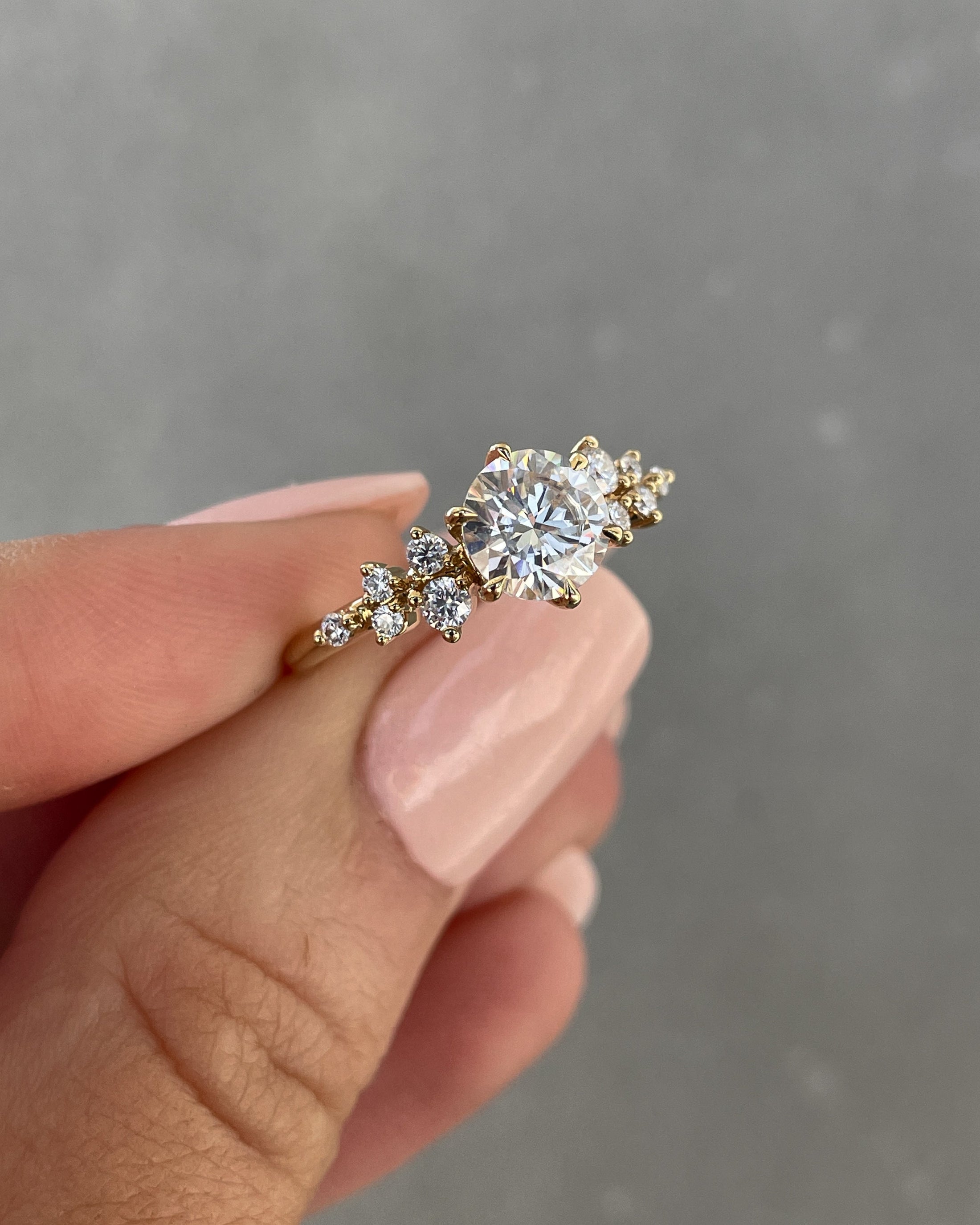 1.61 CT Round Lab-Grown Diamond Cluster Engagement Ring